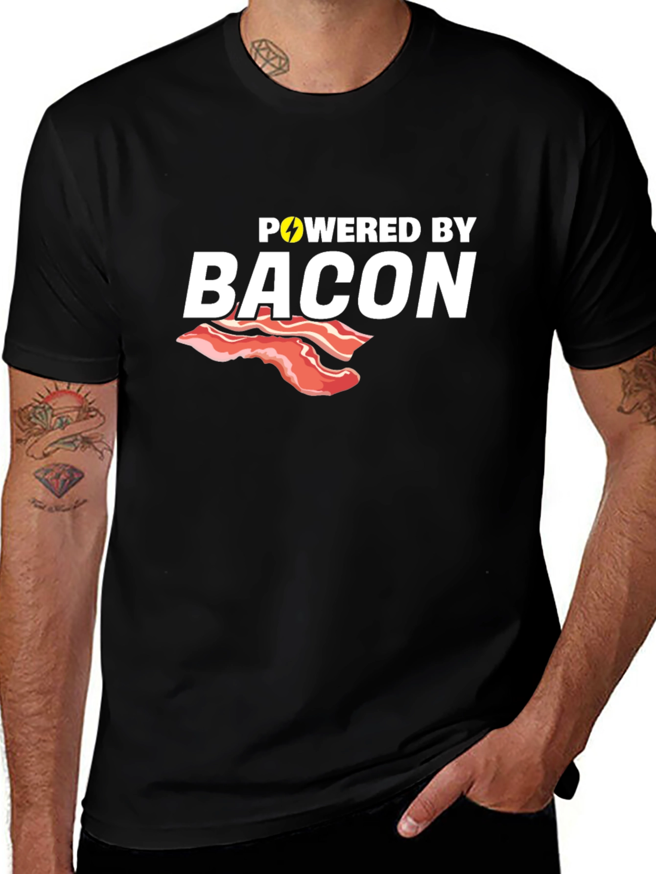 Variant 5 of Powered by Bacon Graphic T-Shirt