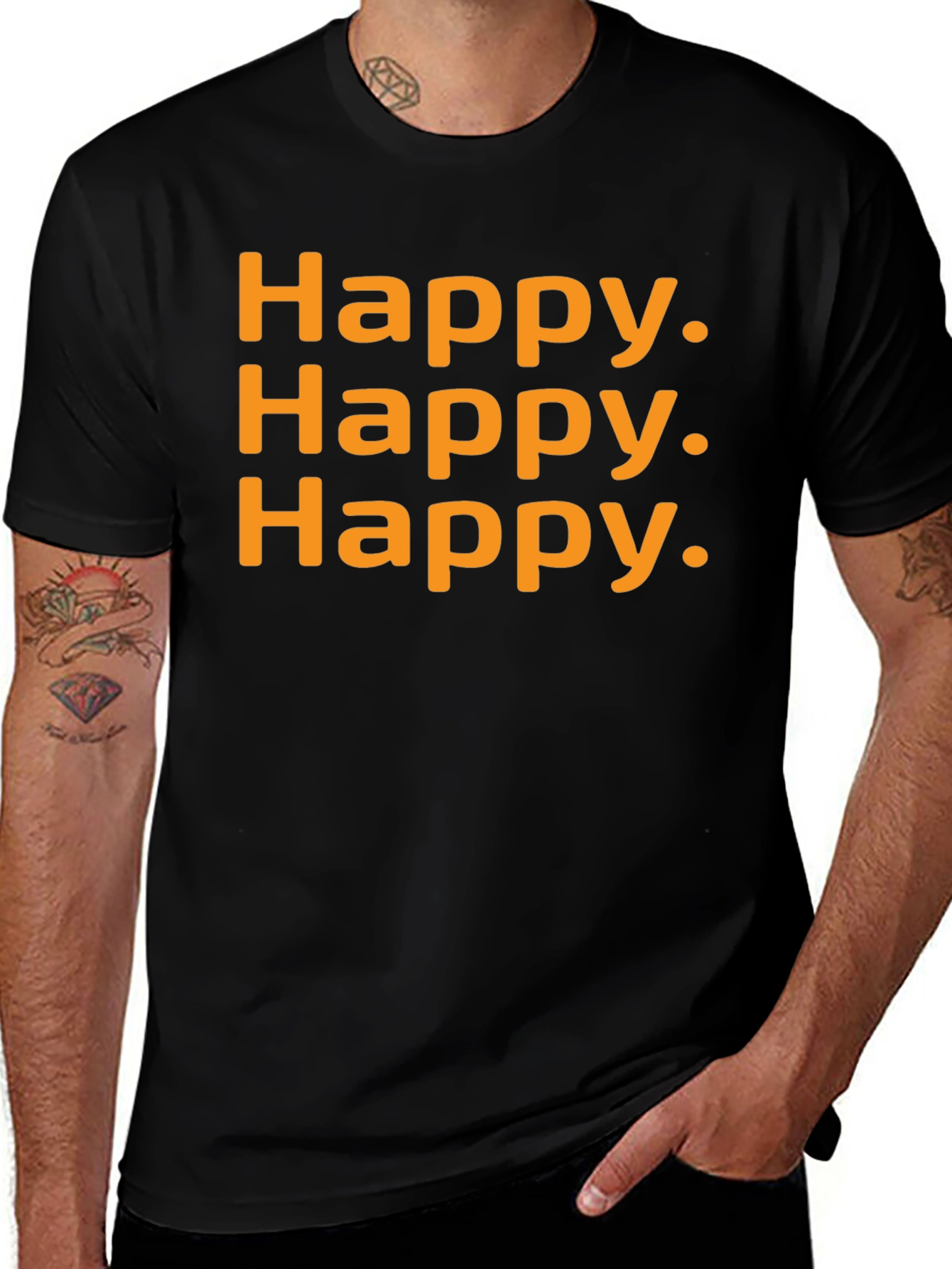 Variant 9 of Happy Graphic T-Shirt - Black Casual Tee