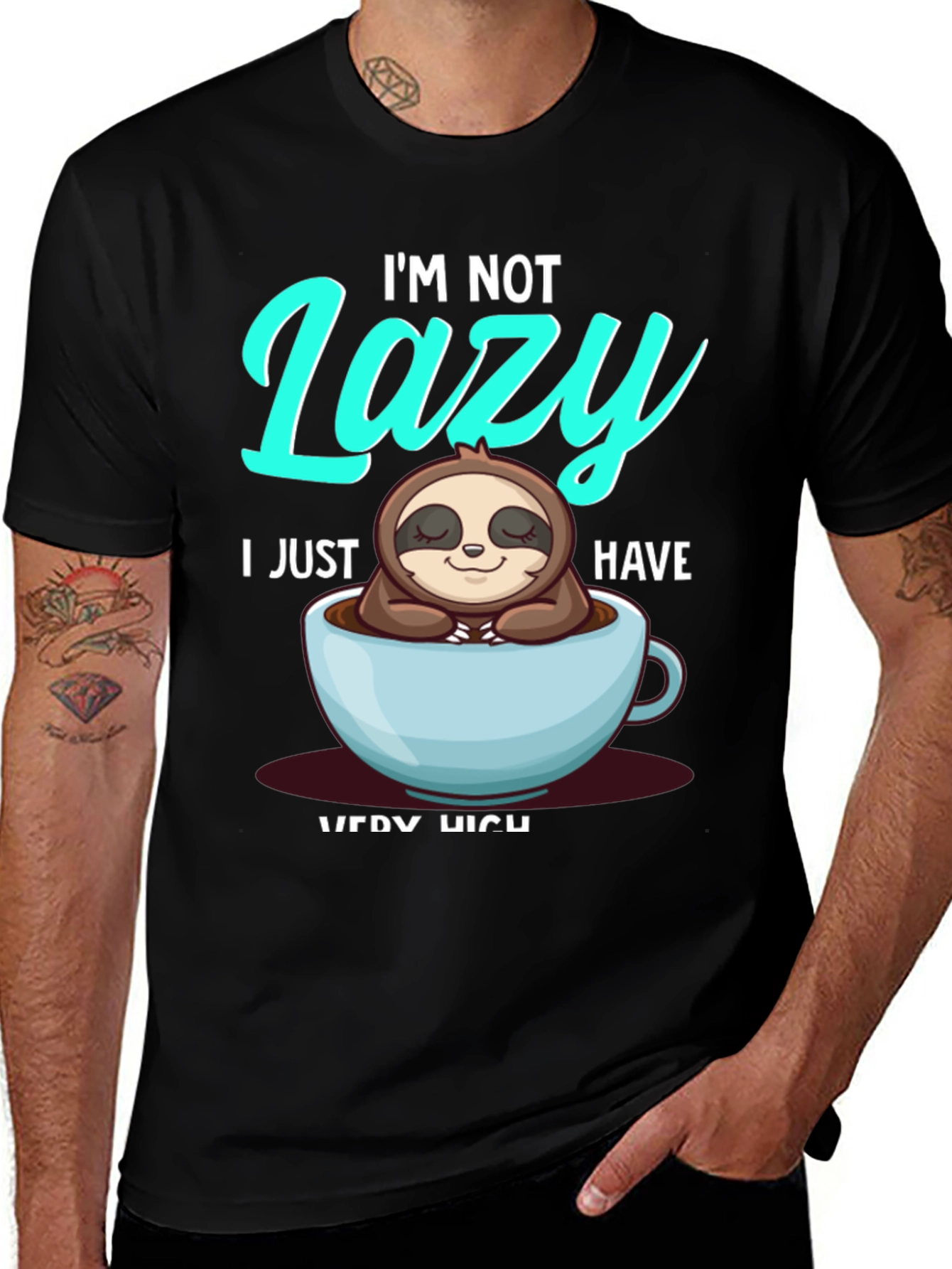 Variant 14 of I'm Not Lazy Sloth T-Shirt - Coffee Cup Sloth Tee