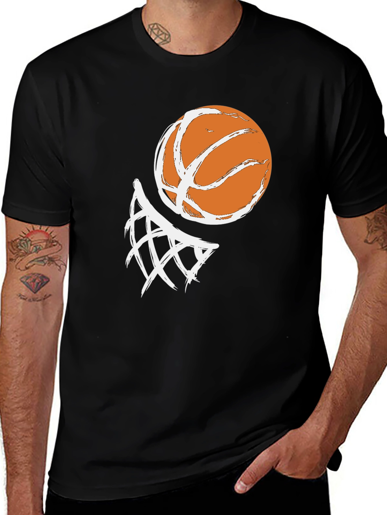Variant 7 of Basketball Graphic Tee - Black Cotton T-Shirt