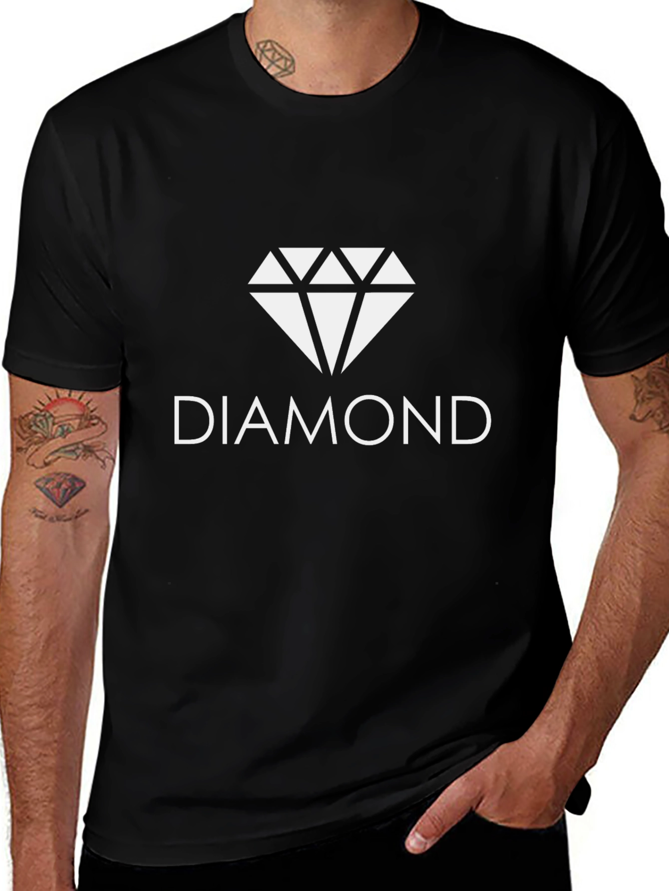 Variant 24 of Diamond Graphic Tee - Black Cotton Blend