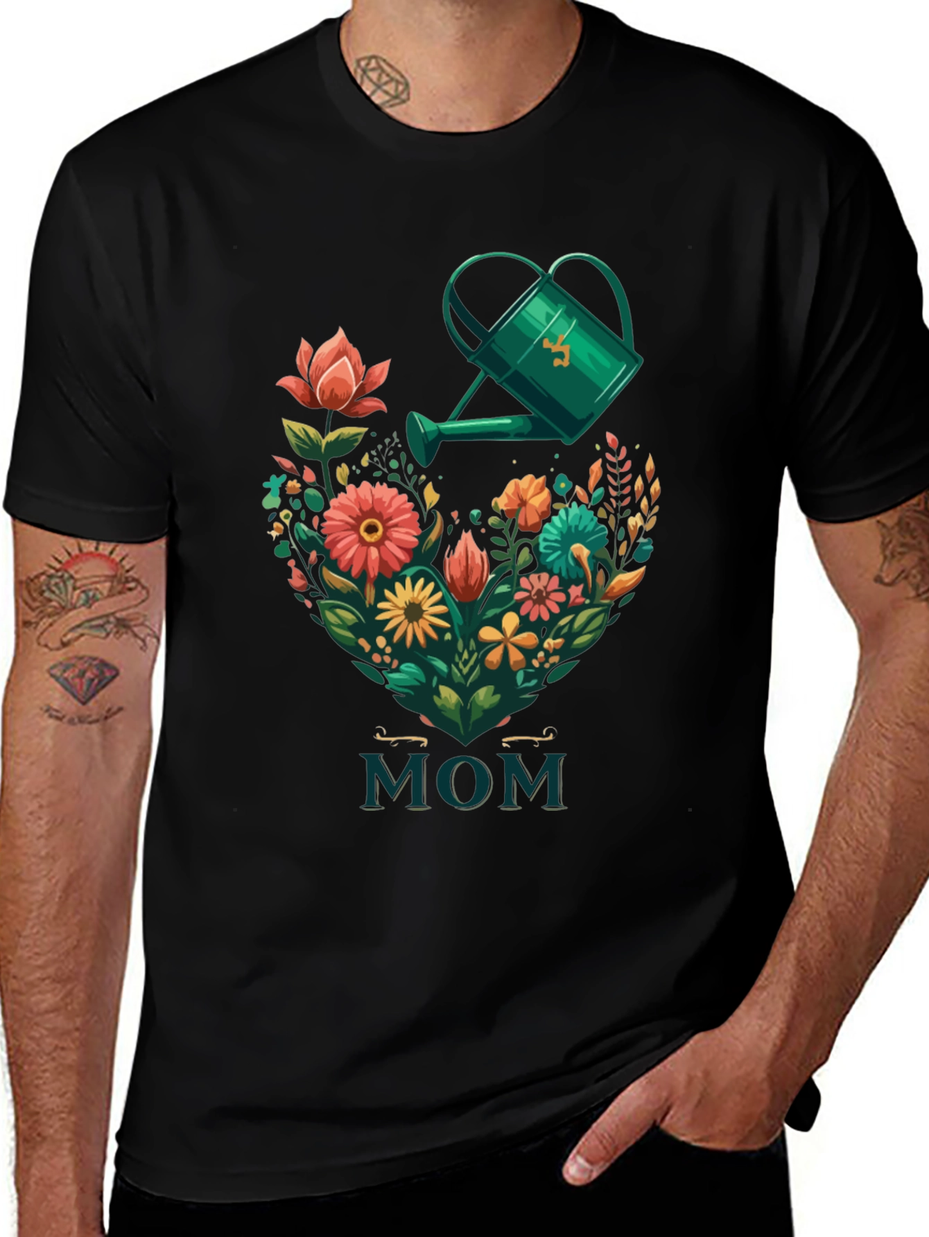 Floral Heart MOM Graphic Tee - Gardening Gift