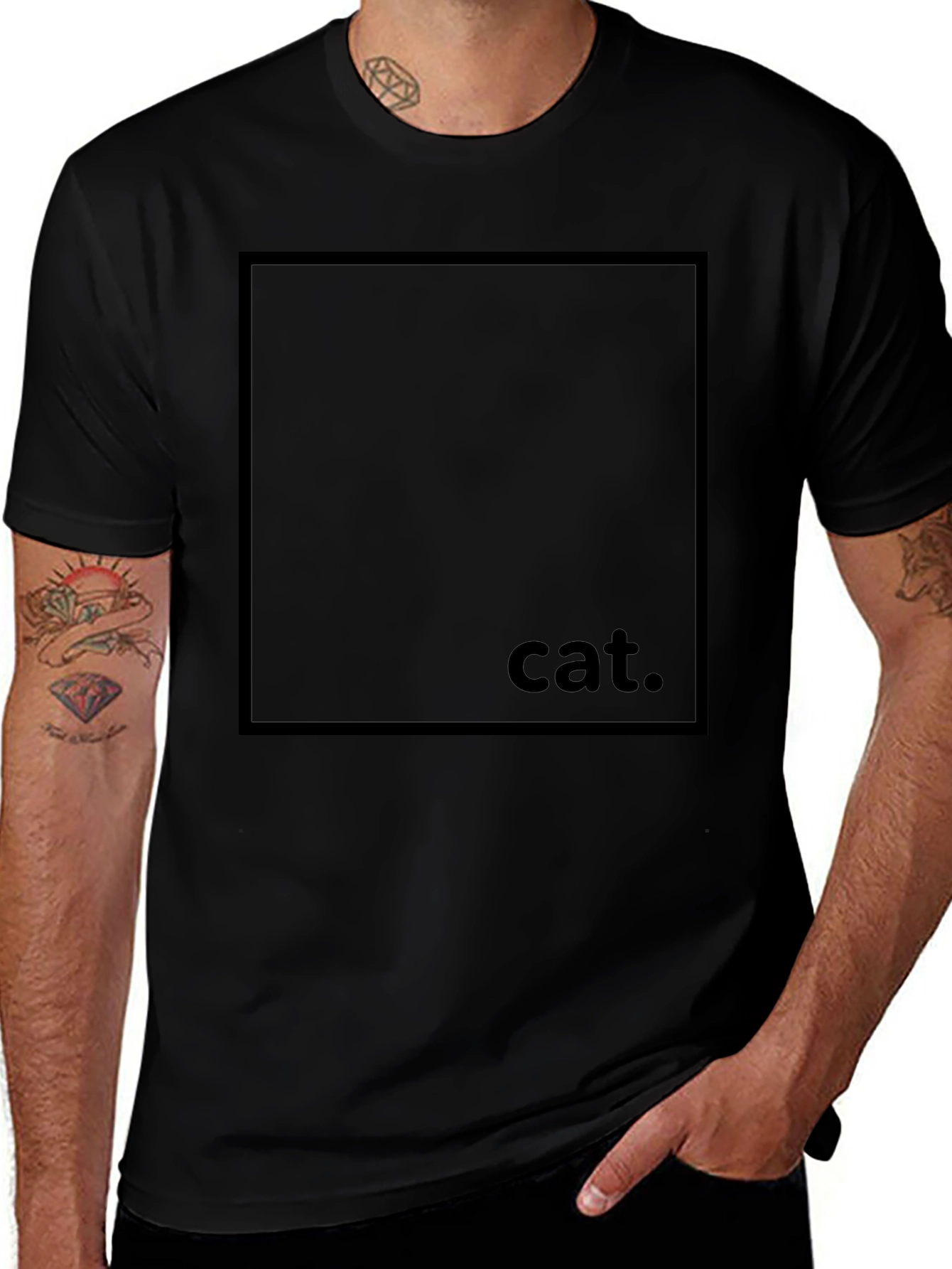 Variant 9 of Modern 'Cat' Graphic Black T-Shirt