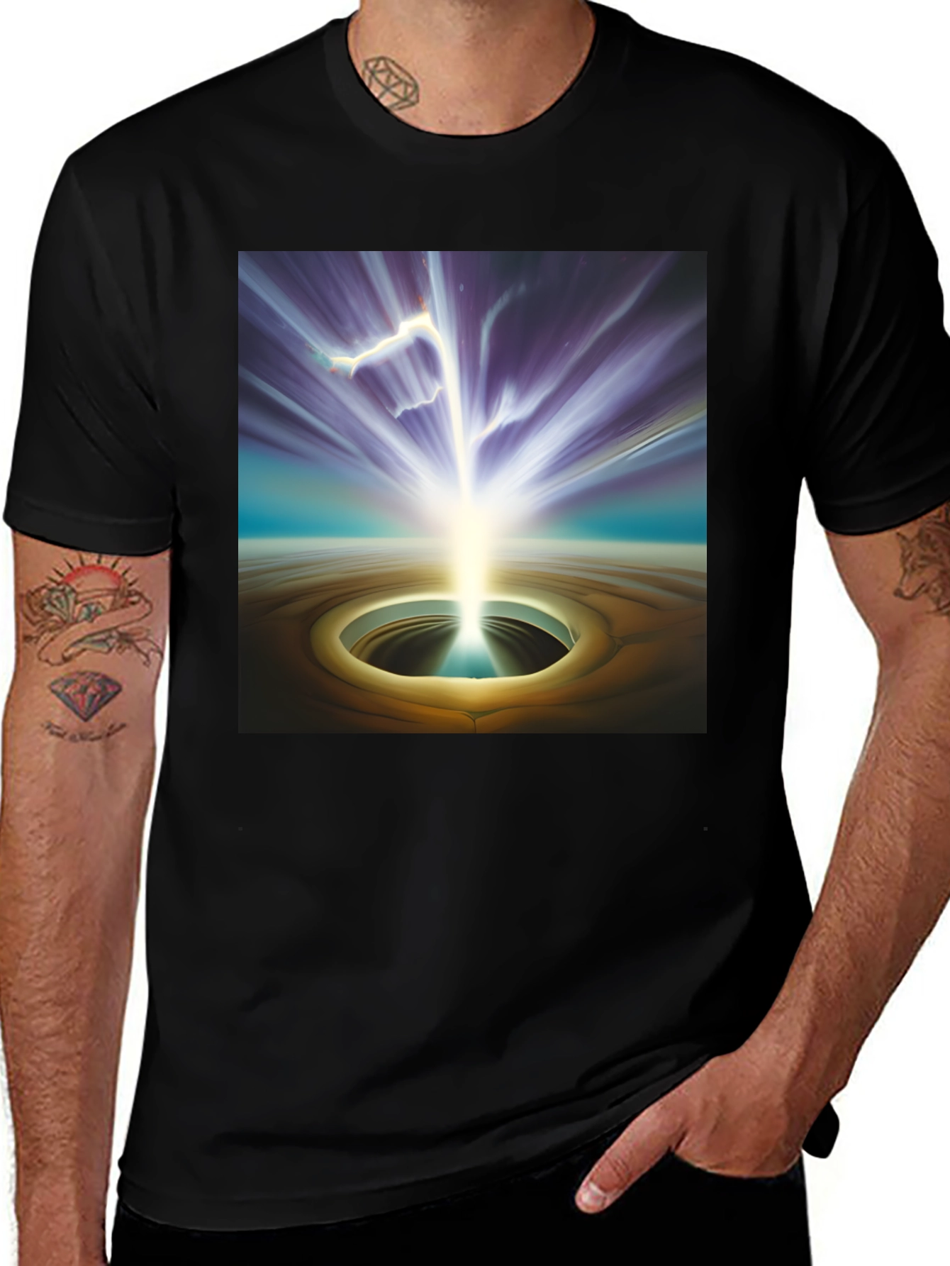 Variant 20 of Surreal Portal Graphic Tee - Black Cotton Comfort