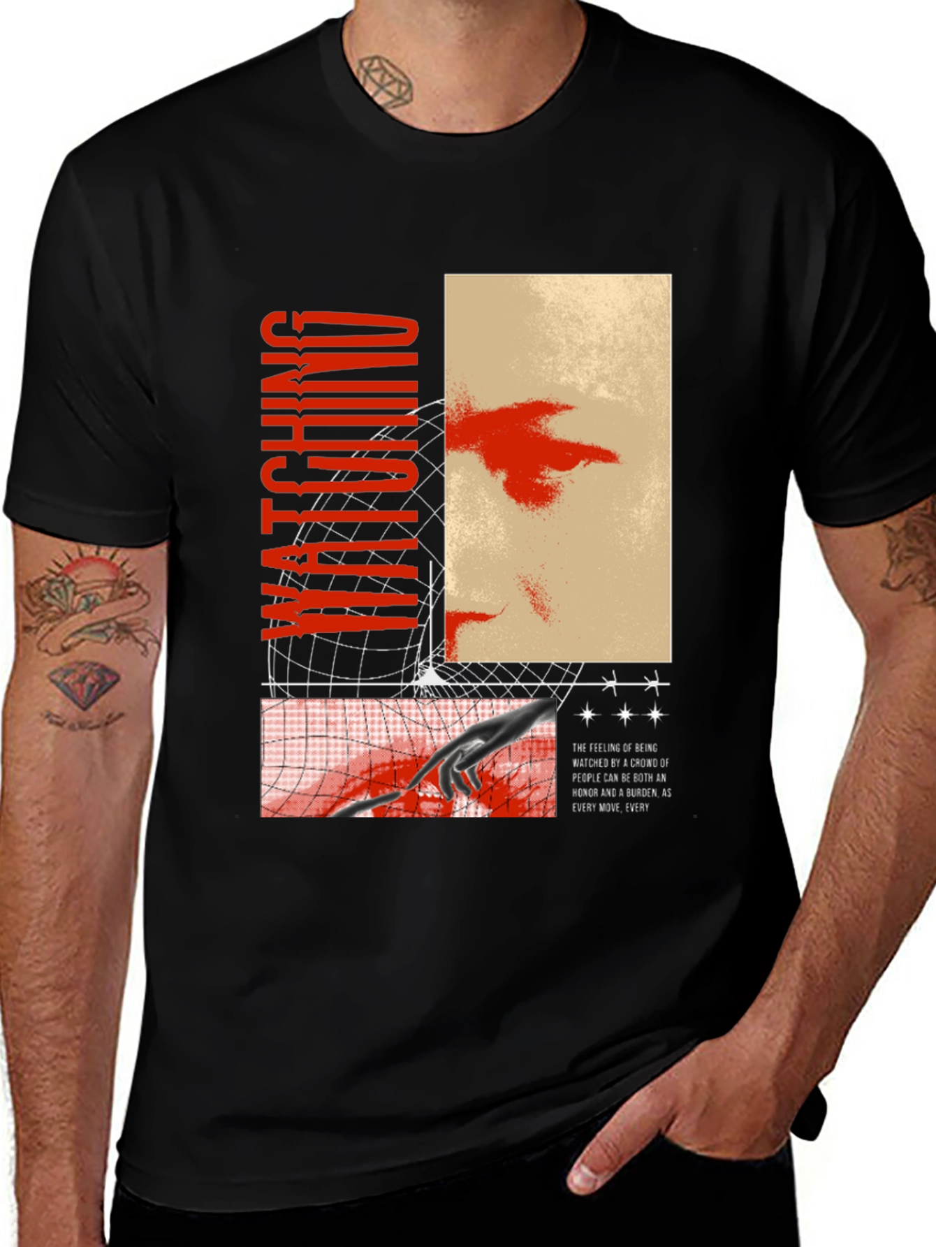 Variant 24 of Watching Graphic Print Black T-Shirt