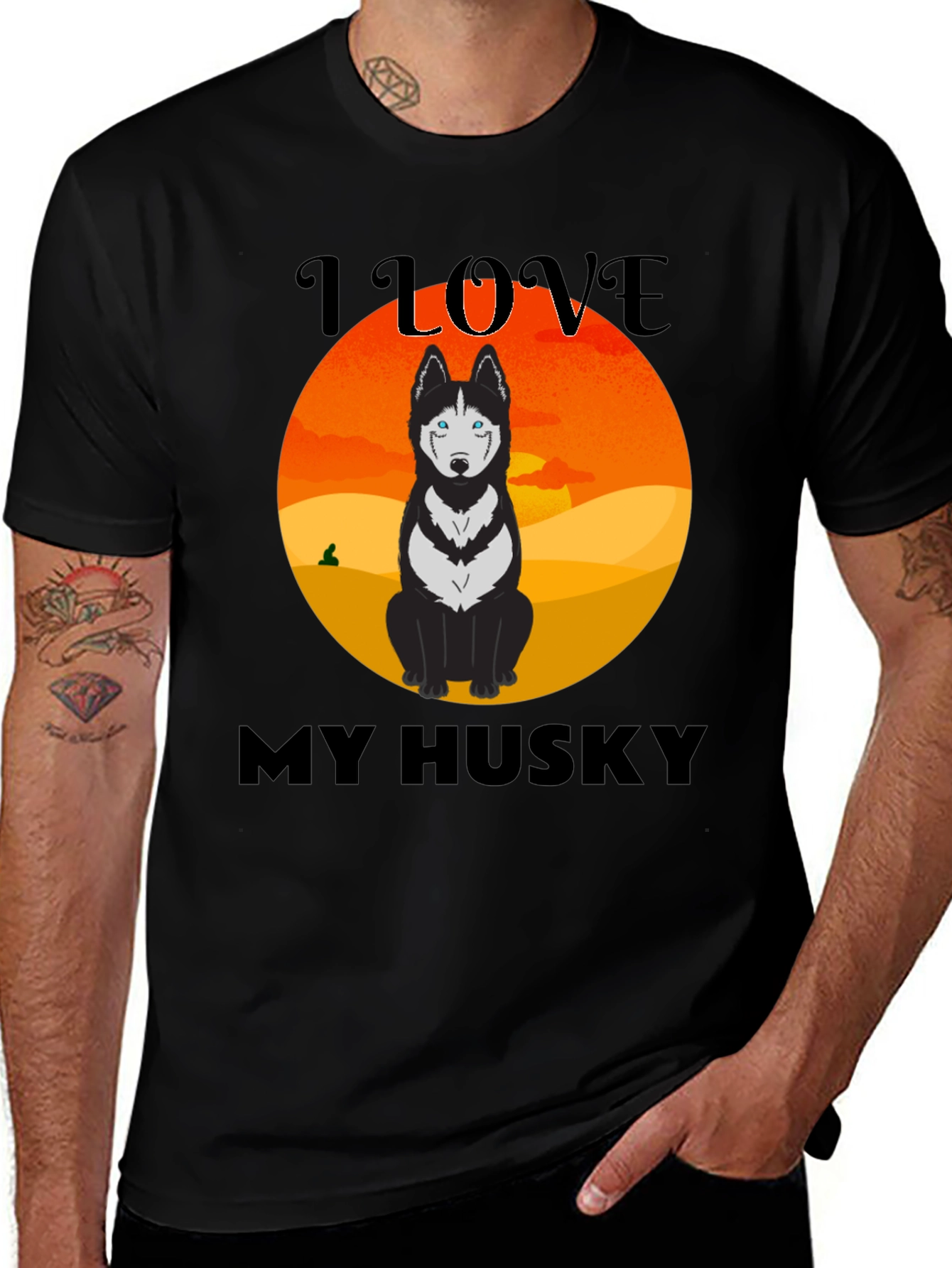 Variant 24 of I Love My Husky Graphic Tee - Black