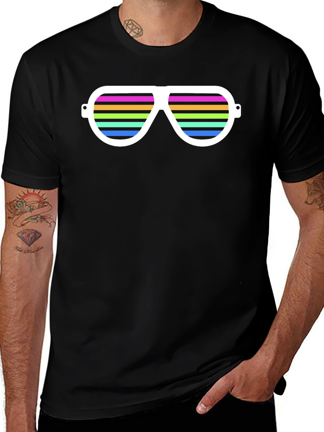 Variant 12 of Retro Rainbow Sunglasses Graphic Tee