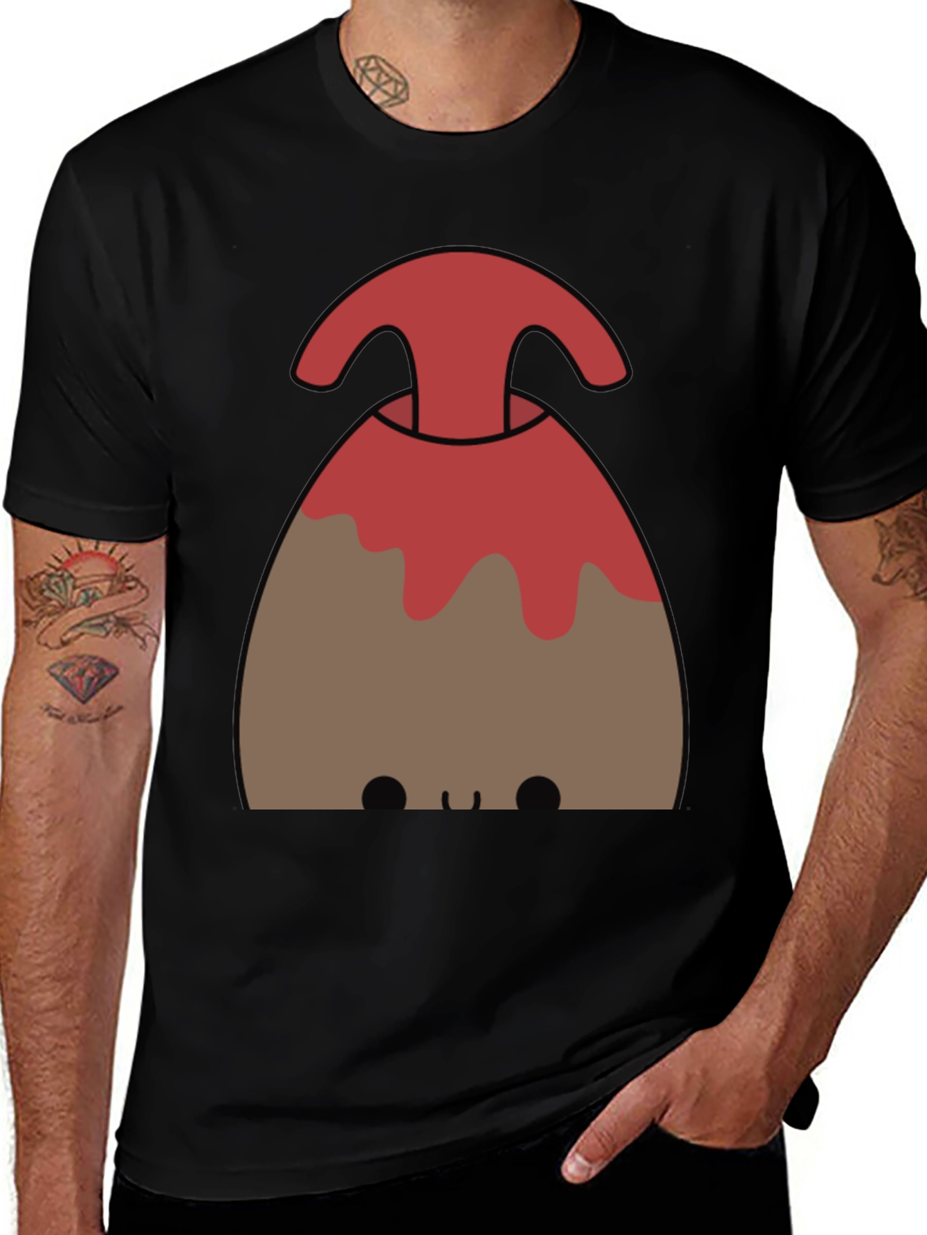 Cute Volcano Graphic Tee - Black
