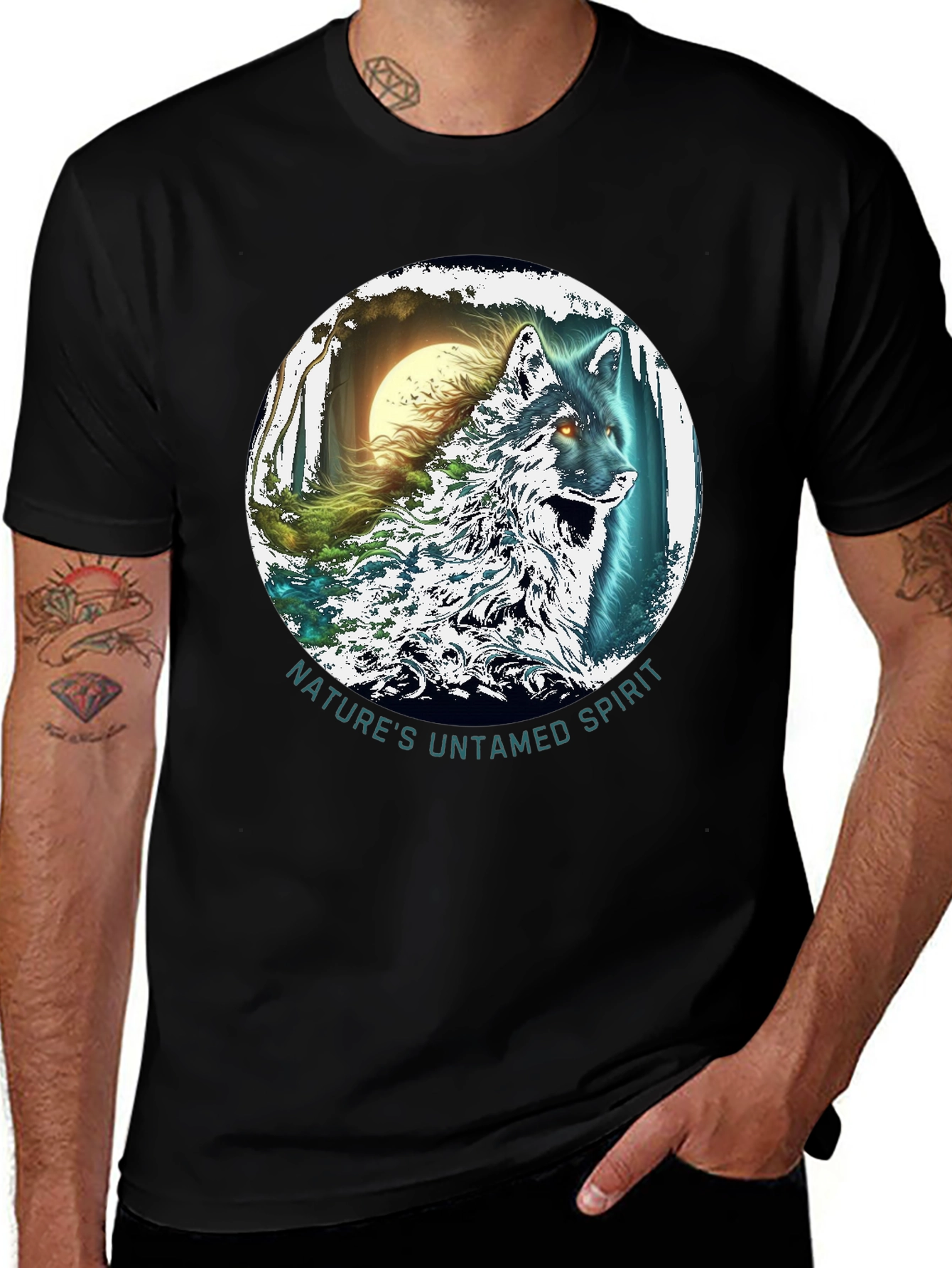 Variant 19 of Nature's Untamed Spirit Wolf Graphic Tee