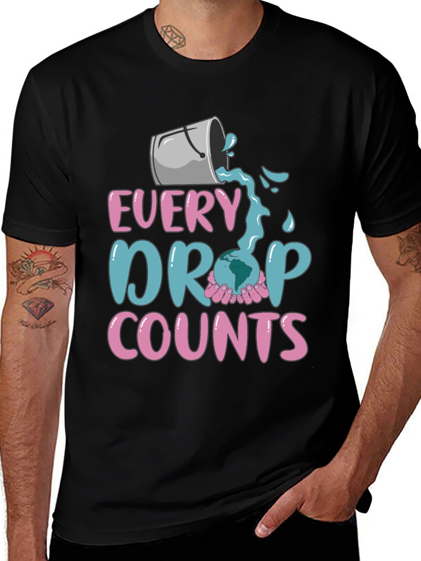 Variant 2 of Every Drop Counts Graphic Tee - Save Water