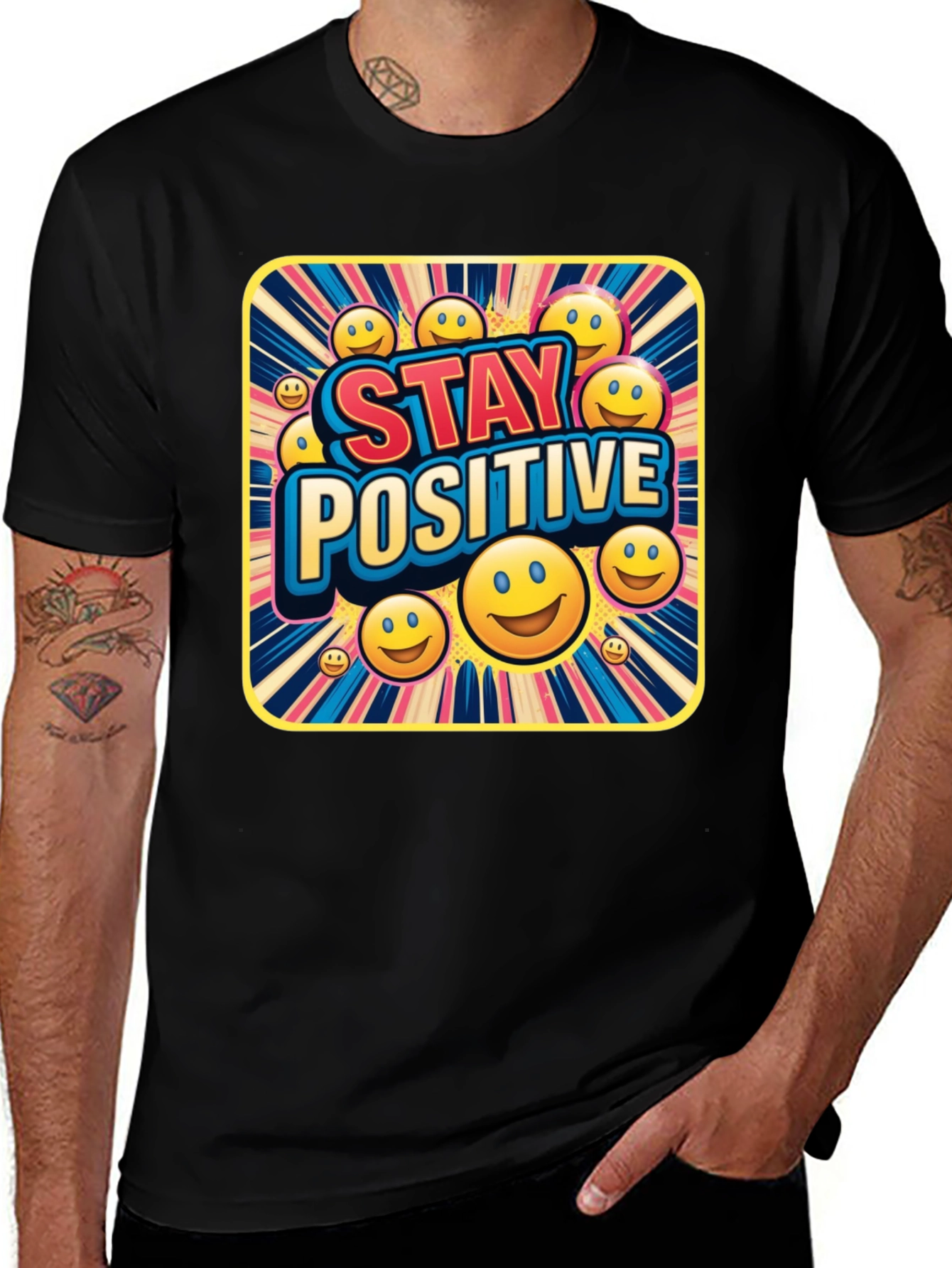 Variant 25 of Stay Positive Smiley Face Graphic T-Shirt