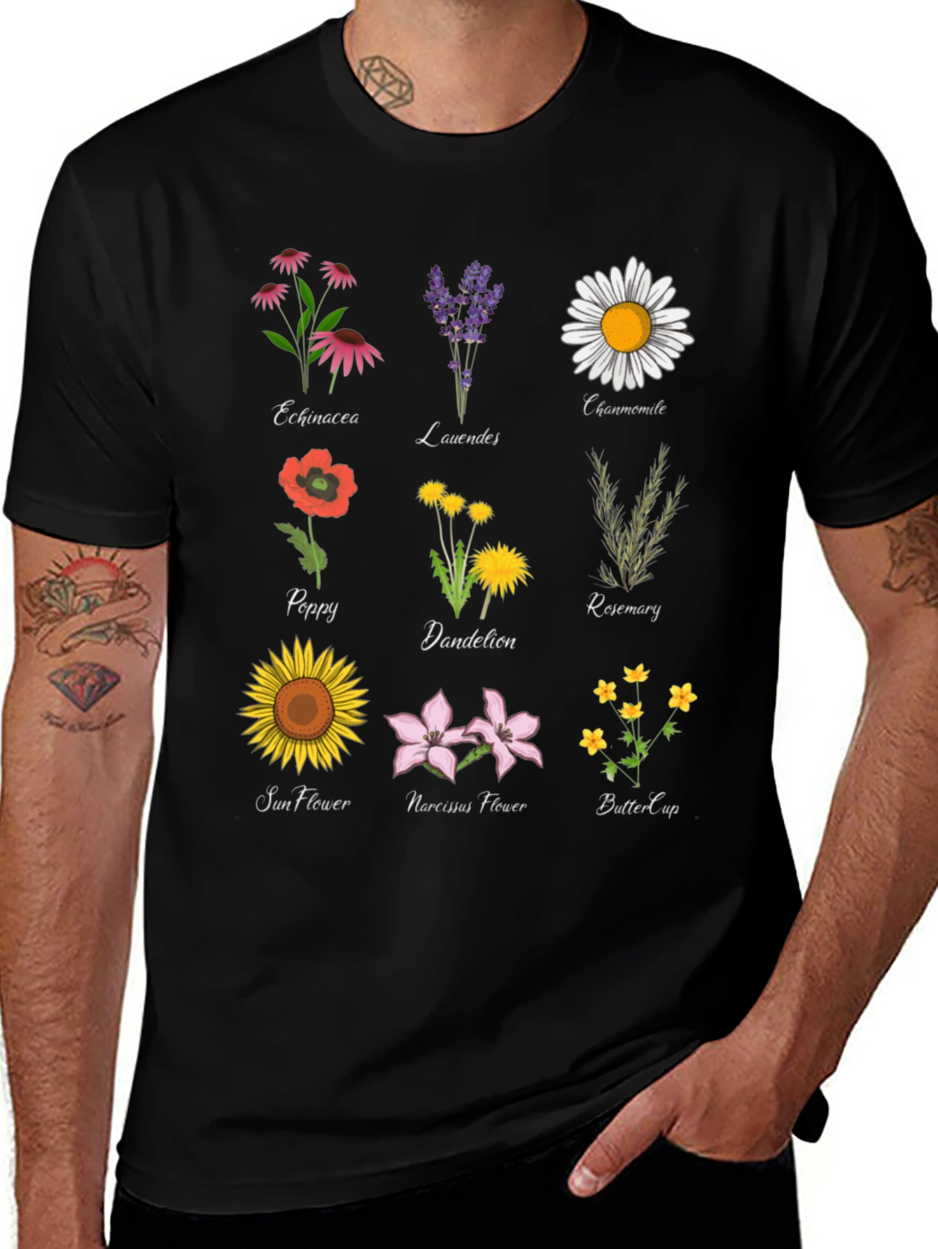 Botanical Print T-Shirt: Floral Herb Garden Tee