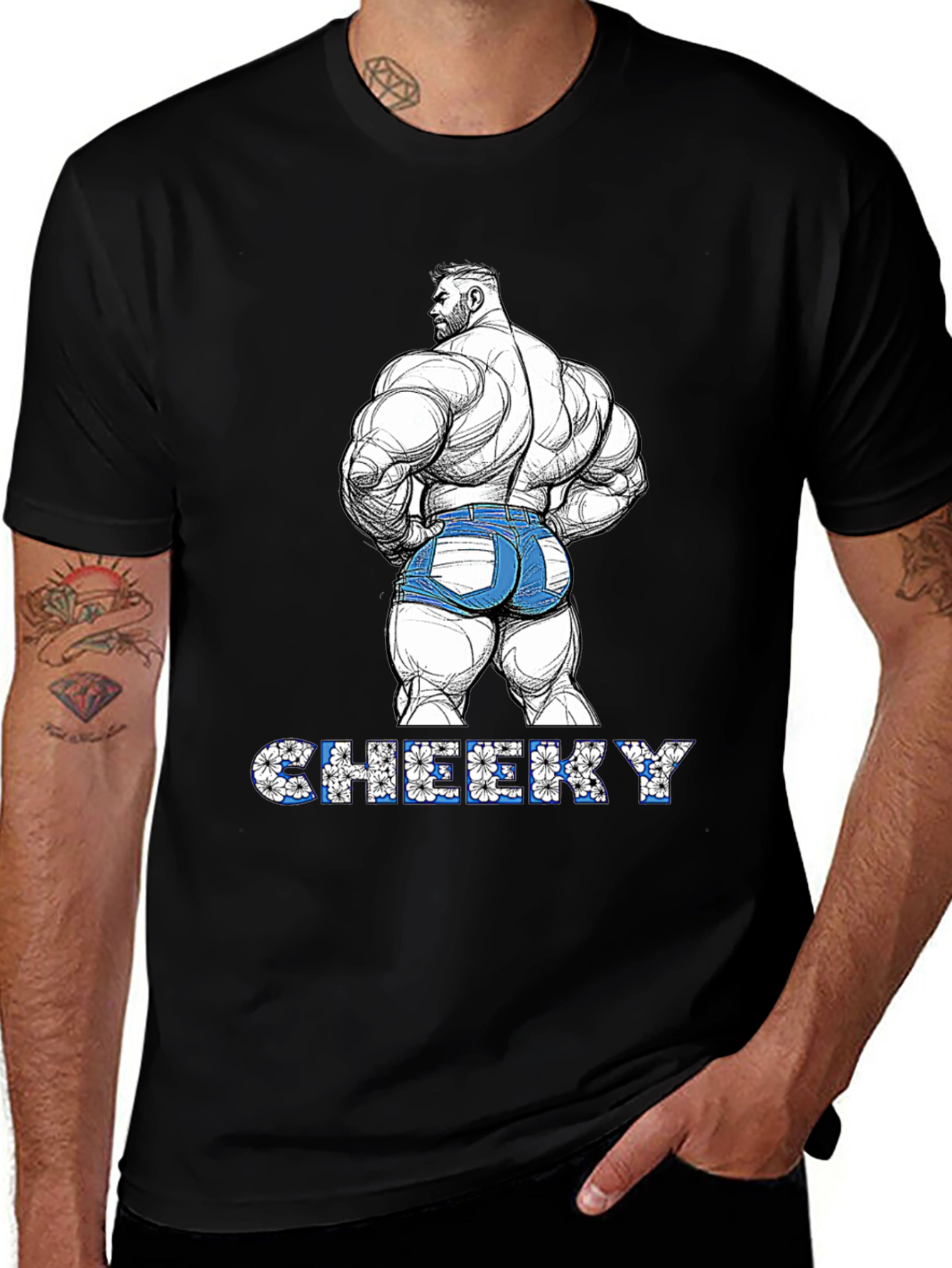 Variant 24 of Cheeky Man Black Graphic Tee