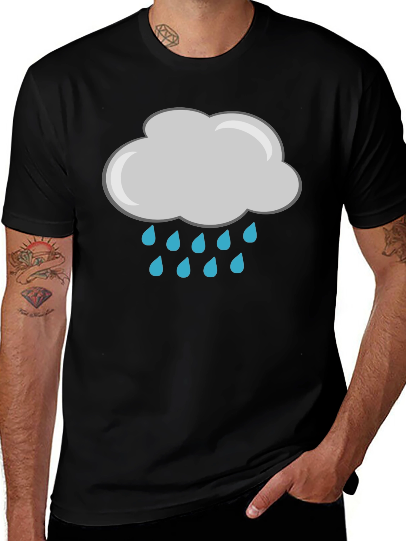 Variant 11 of Rainy Day Graphic Tee - Black Cotton T-Shirt