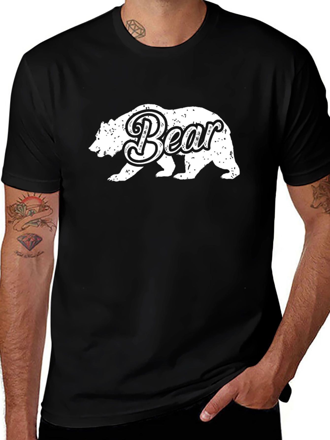 Variant 10 of Bear Graphic T-Shirt - Distressed Design