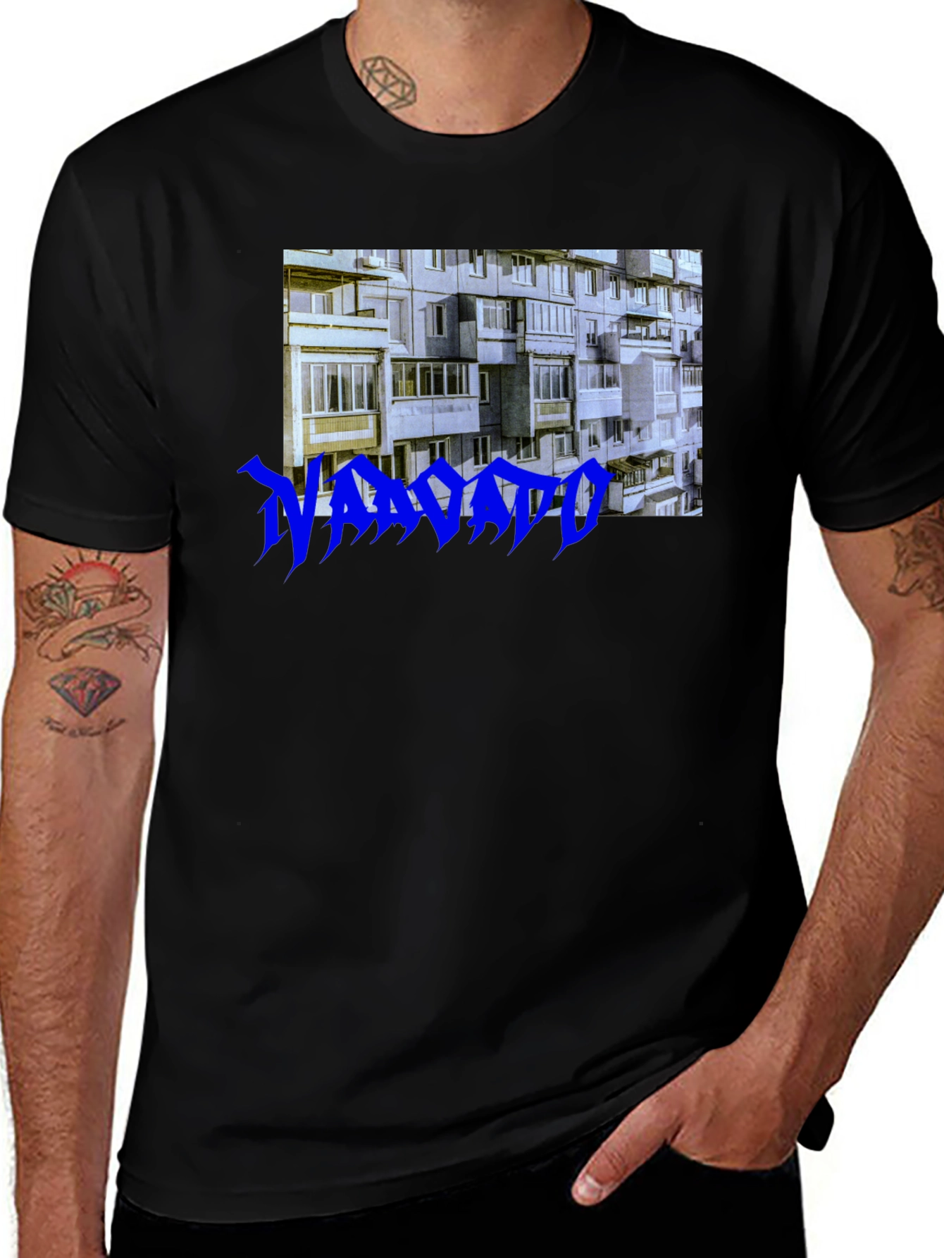 Variant 7 of Urban Concrete T-Shirt - Blue Text Design