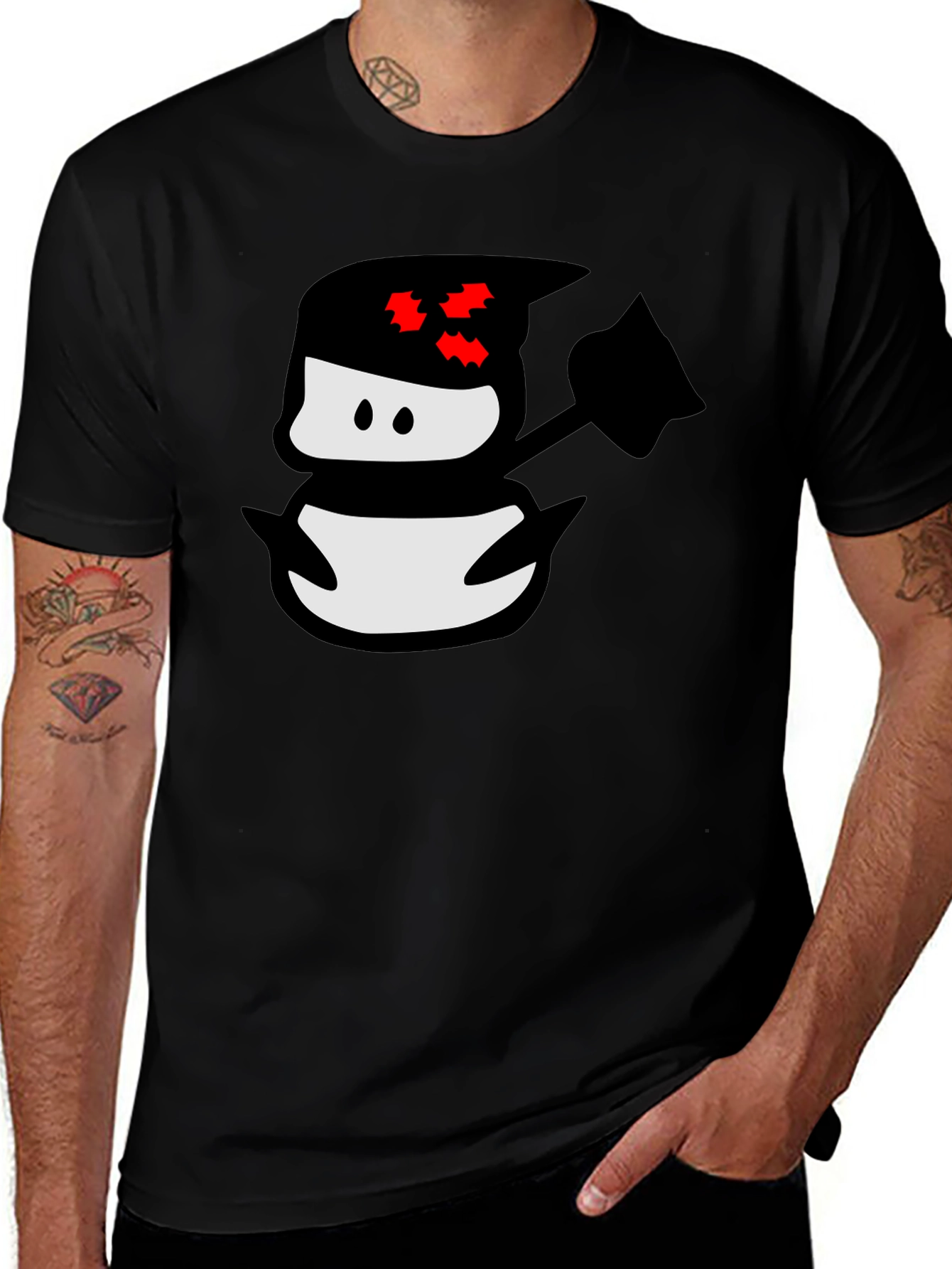 Variant 24 of Ninja Snowman Black T-Shirt - Graphic Tee