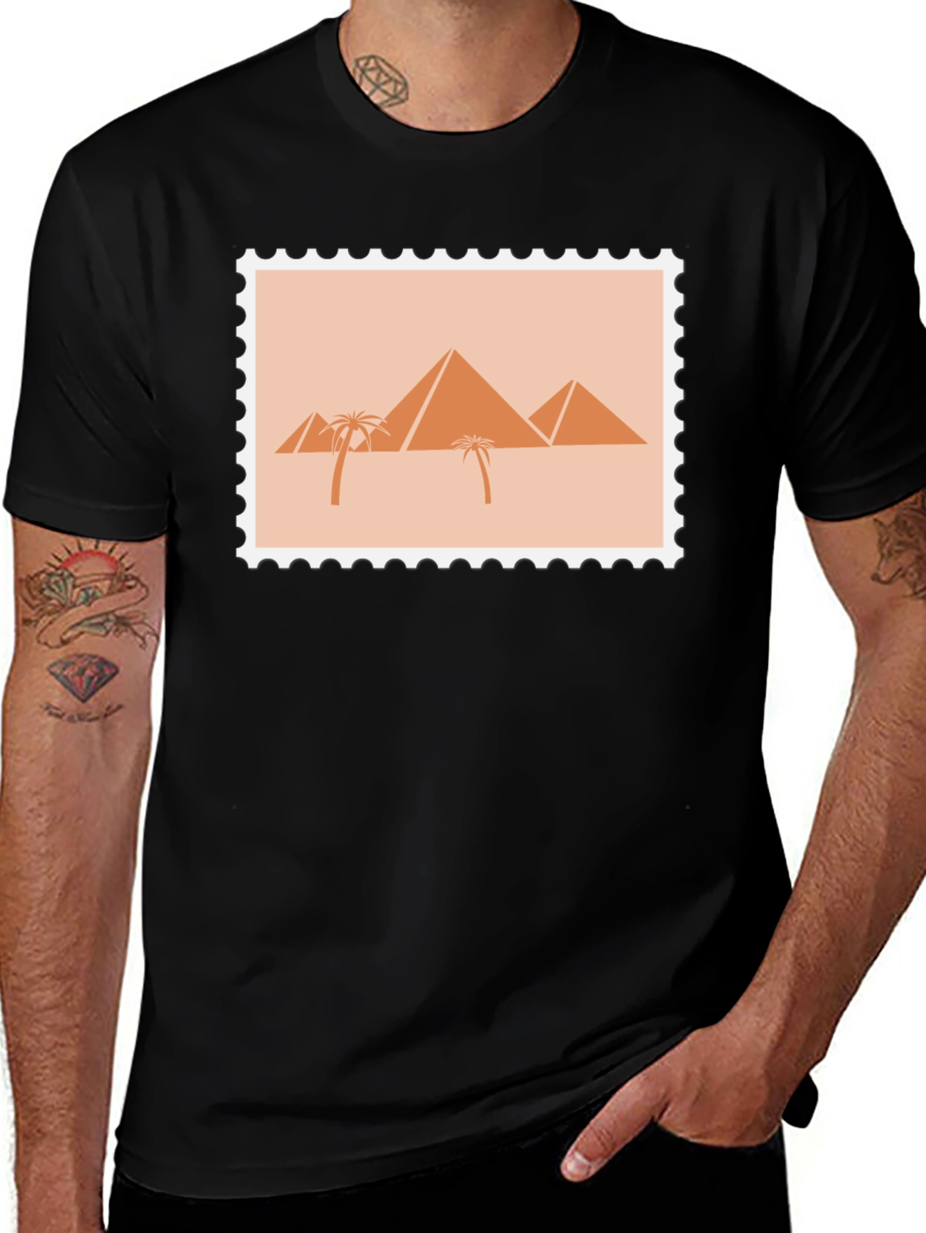 Variant 26 of Egypt Pyramid Stamp T-Shirt