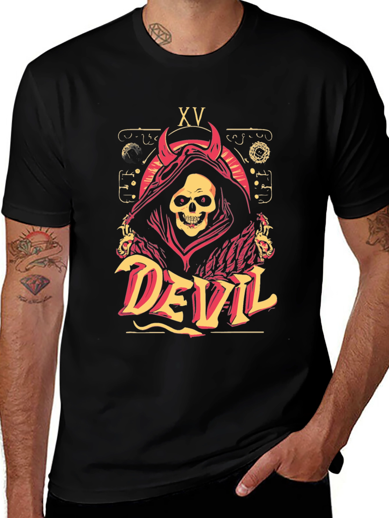 Variant 12 of Devil Tarot Card Graphic T-Shirt - Dark Humor Tee