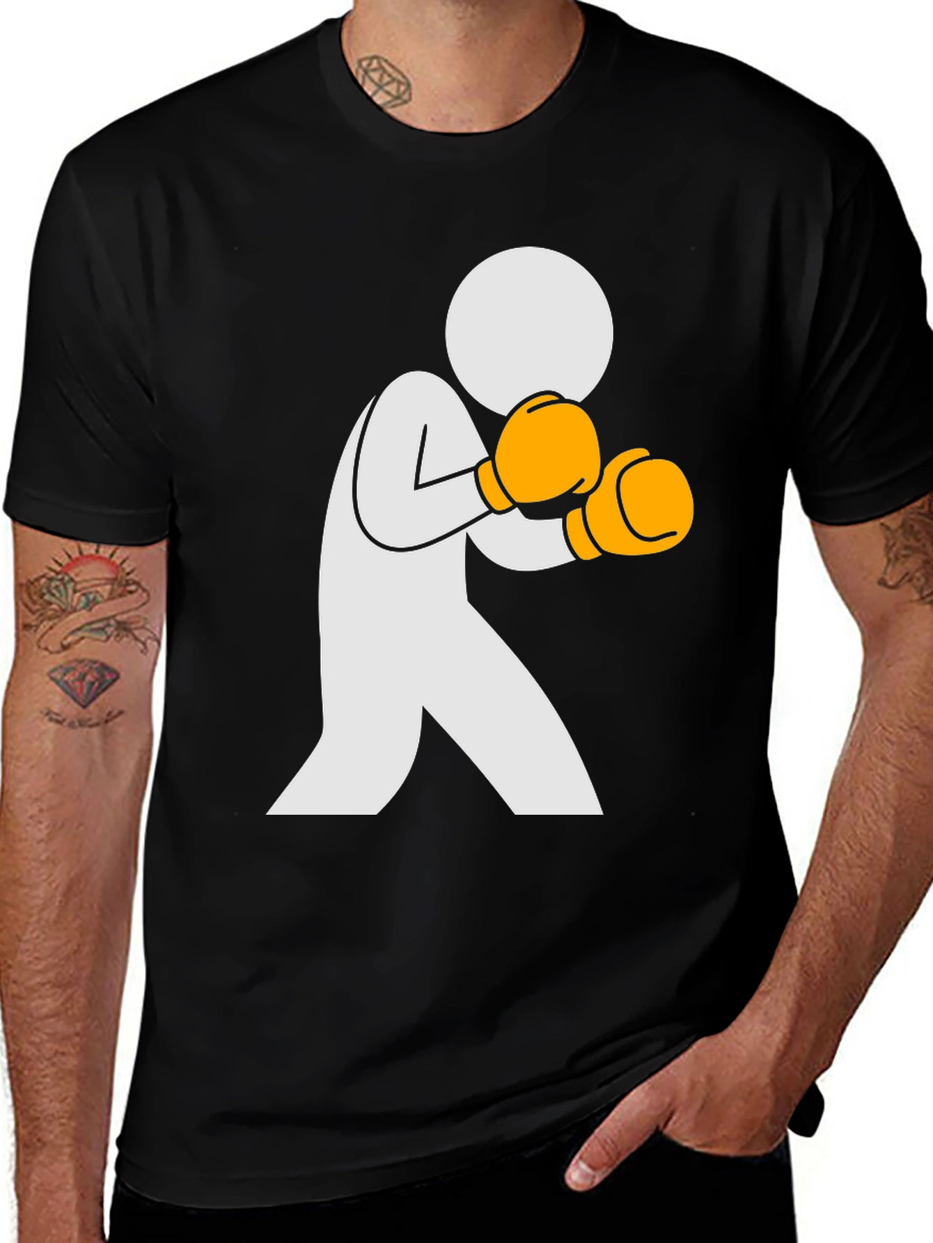 Variant 26 of Boxer Stick Figure Black T-Shirt