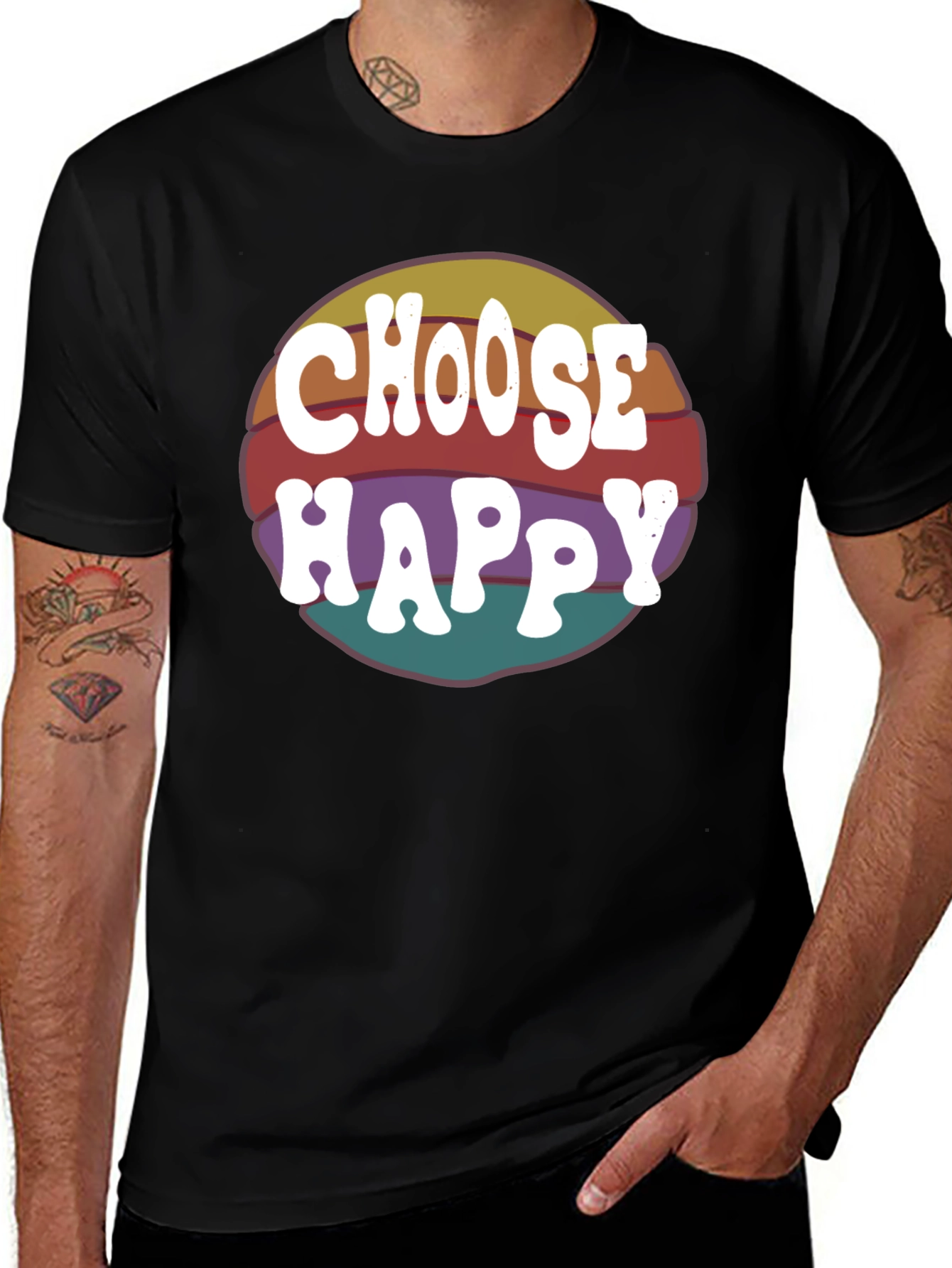 Variant 15 of Choose Happy Retro T-Shirt - Positive Vibes Tee
