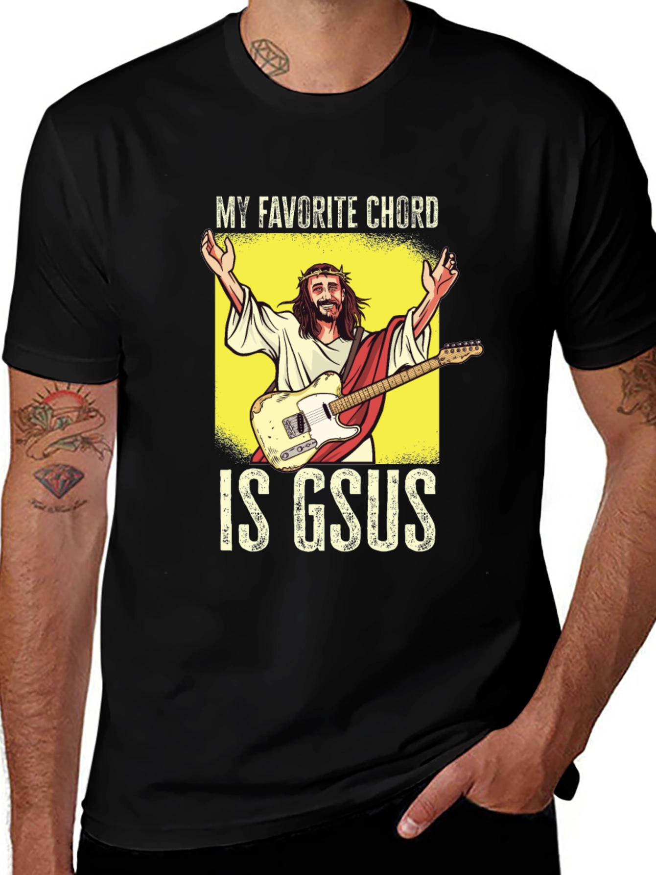 Variant 12 of Funny Jesus Guitar Chord T-Shirt