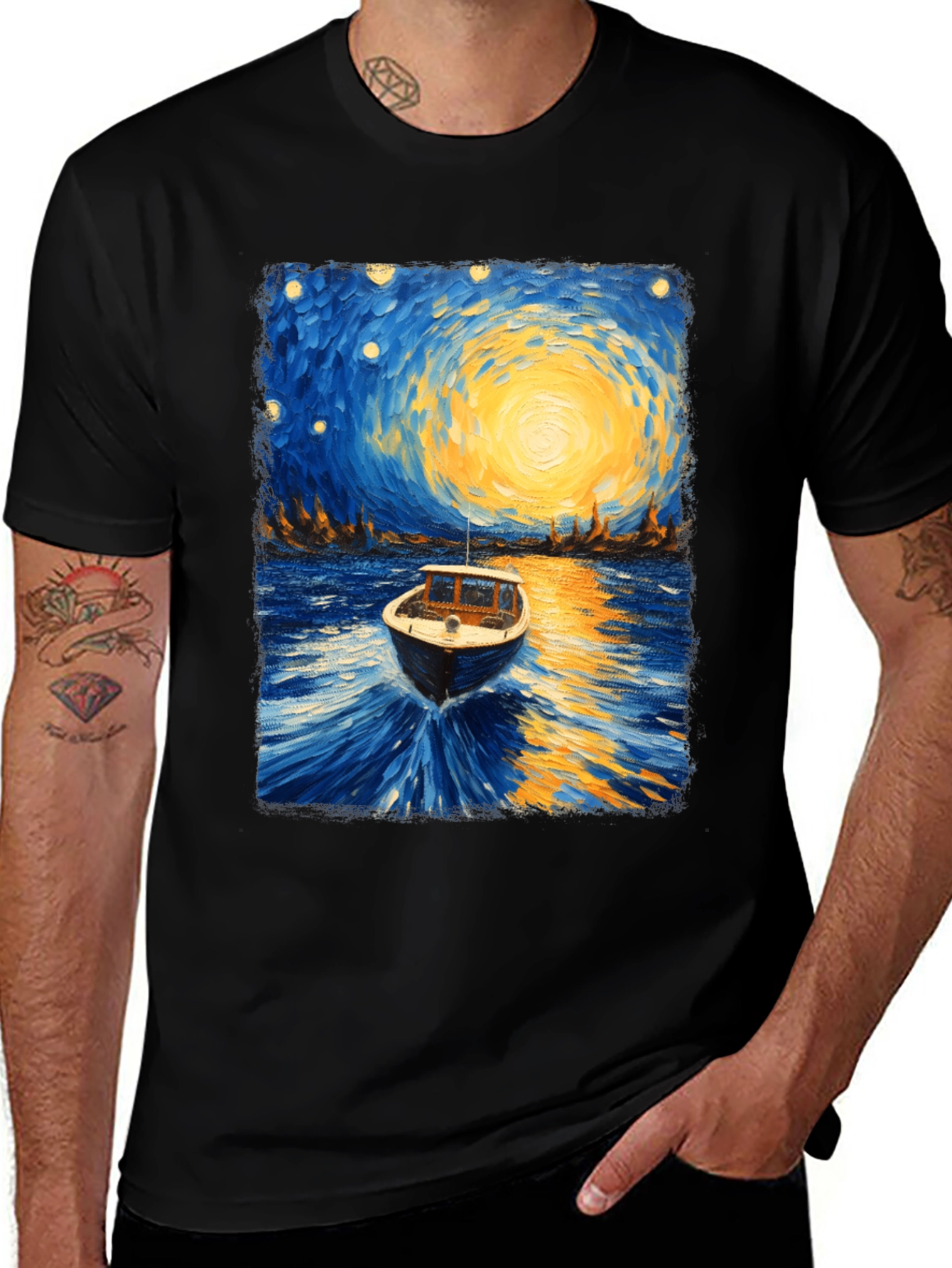 Variant 18 of Starry Night Boat Graphic T-Shirt