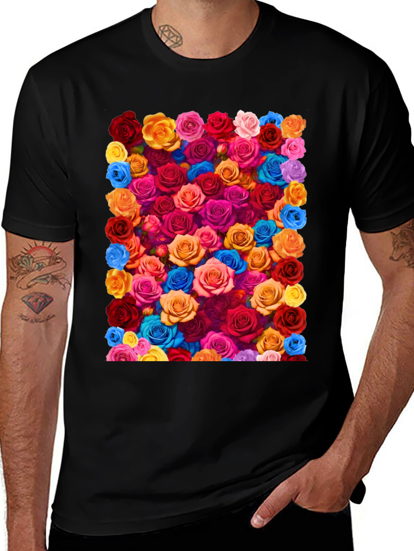 Variant 4 of Floral Roses Graphic Tee - Bold & Vibrant
