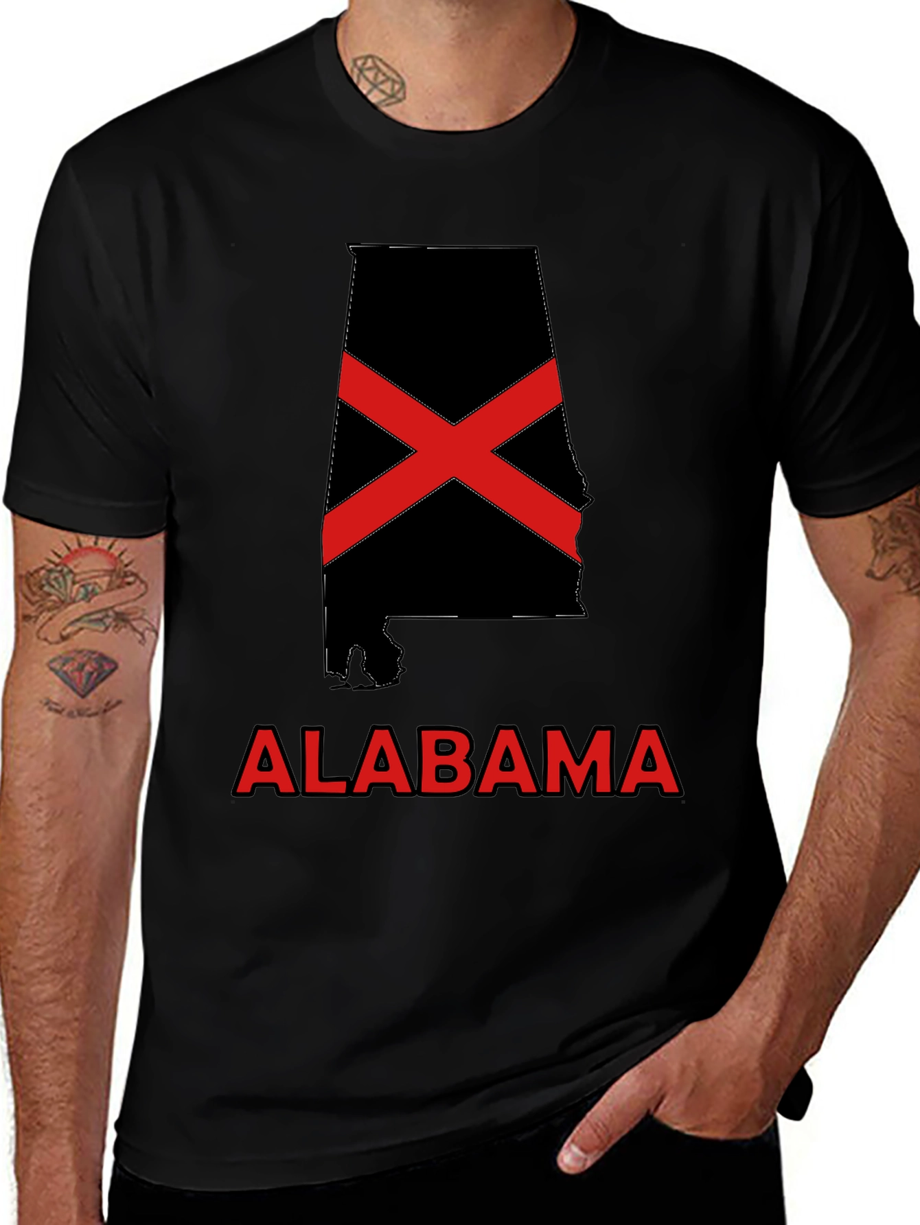 Alabama State Flag Black T-Shirt