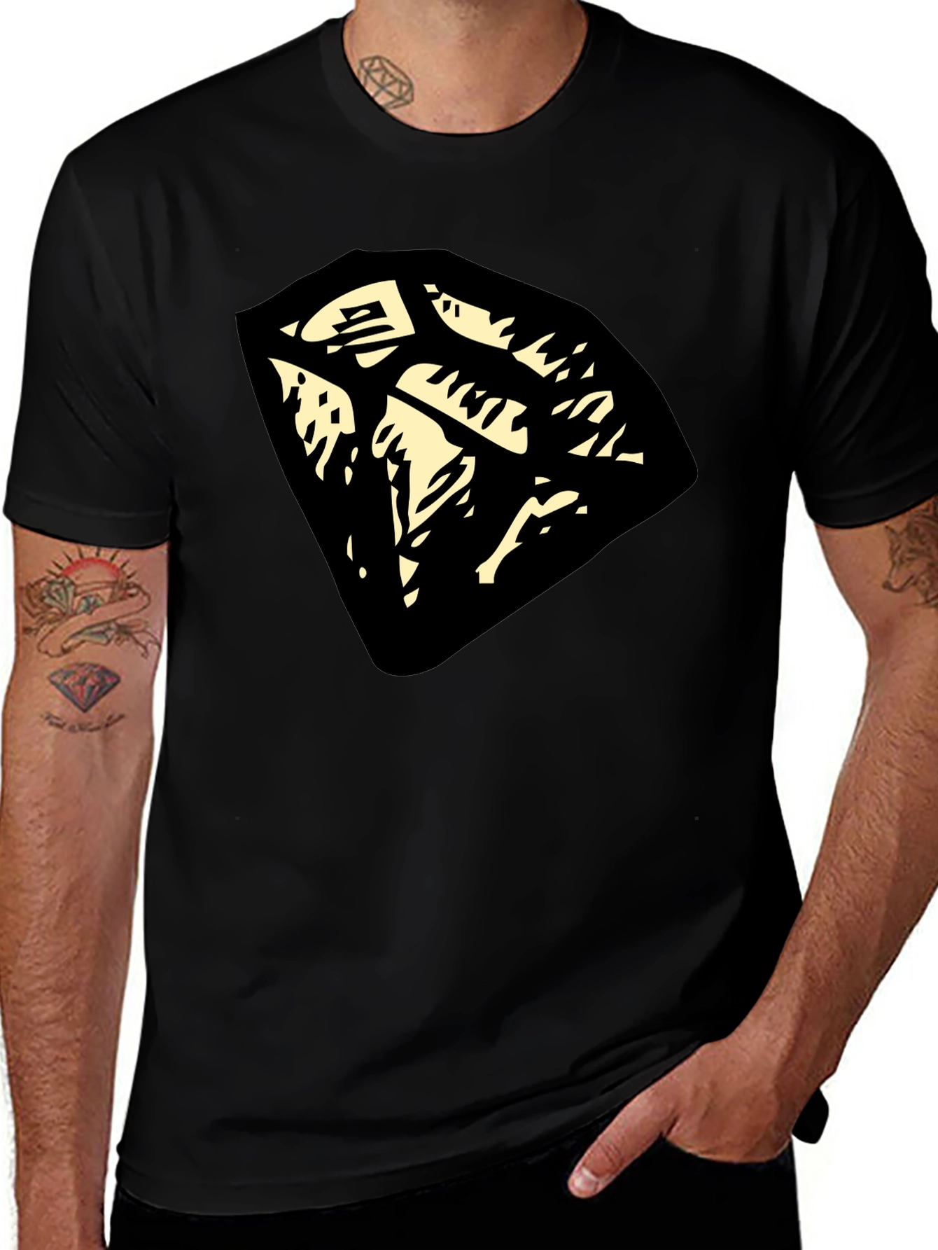 Variant 26 of Graphic Tee: Abstract Diamond Design - Black