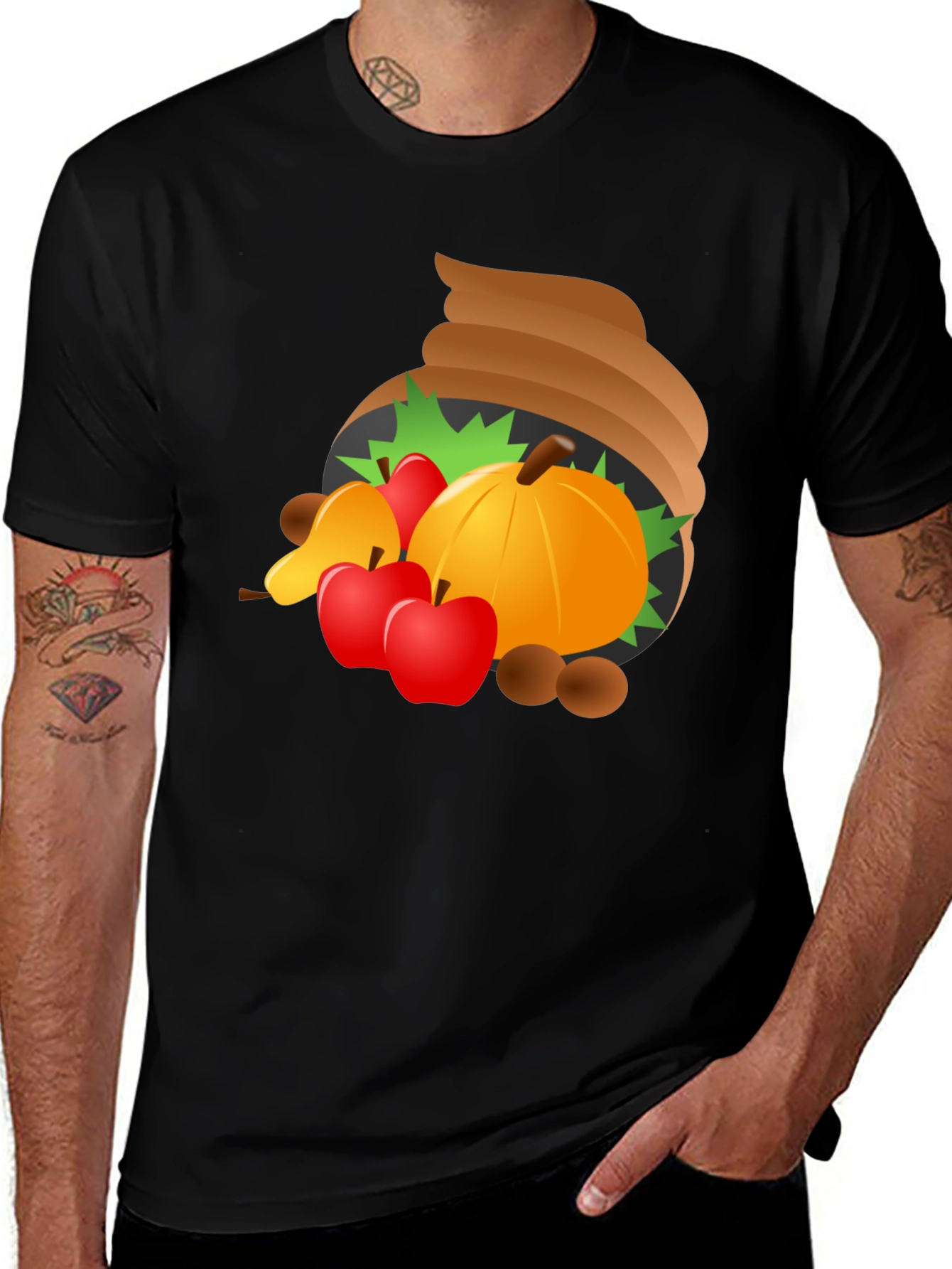 Variant 20 of Thanksgiving Cornucopia Men's Black T-Shirt