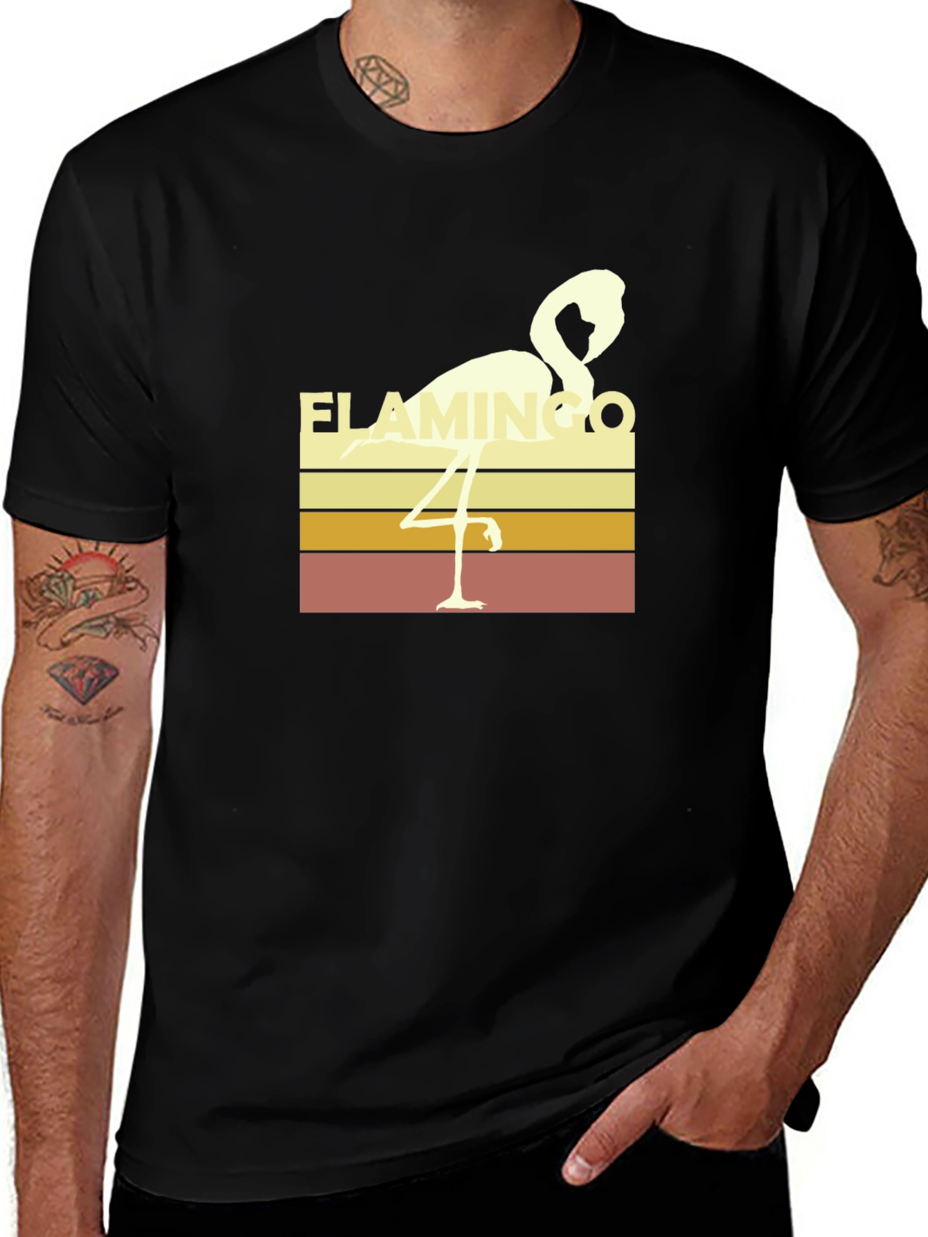 Retro Flamingo T-Shirt - Black
