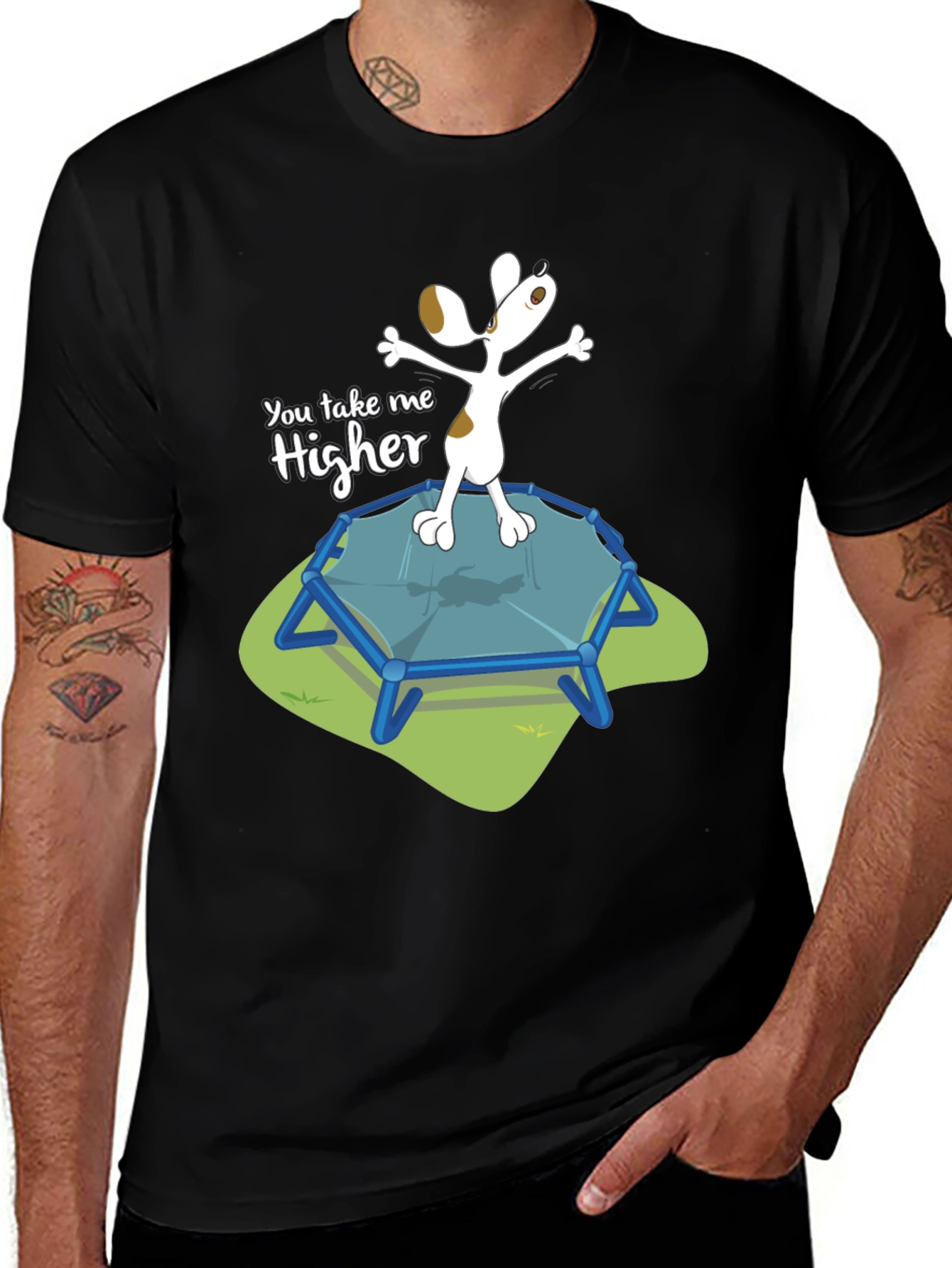 Variant 15 of You Take Me Higher T-Shirt - Dog on Trampoline