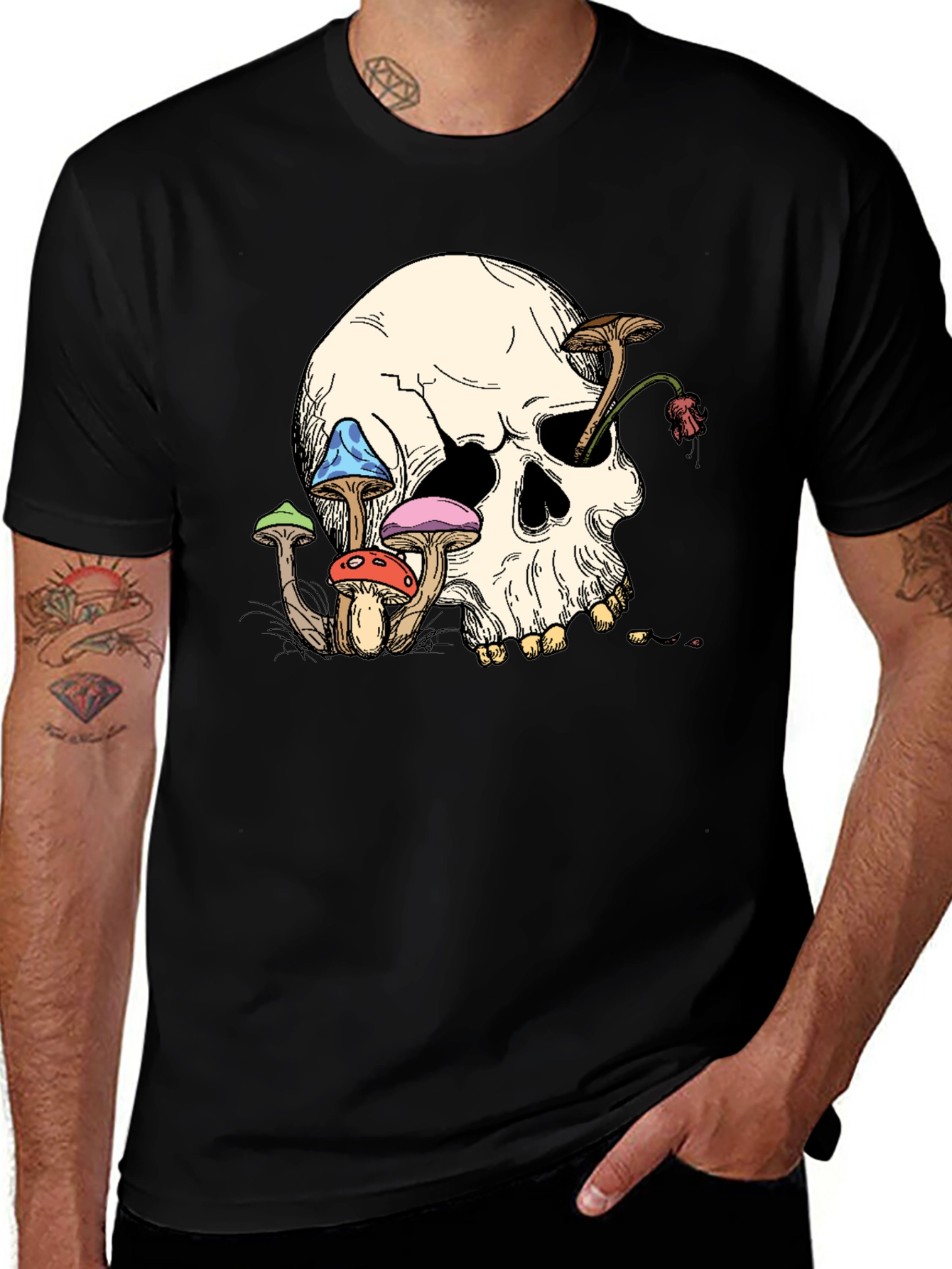 Variant 29 of Skull & Mushroom Graphic Tee - Unique Design
