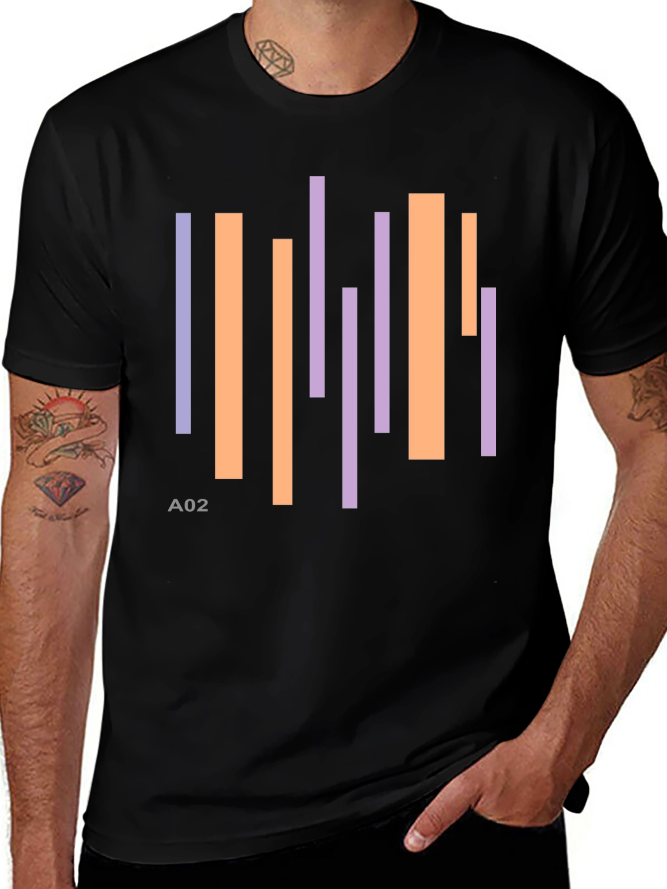Variant 29 of Abstract Stripes Black T-Shirt