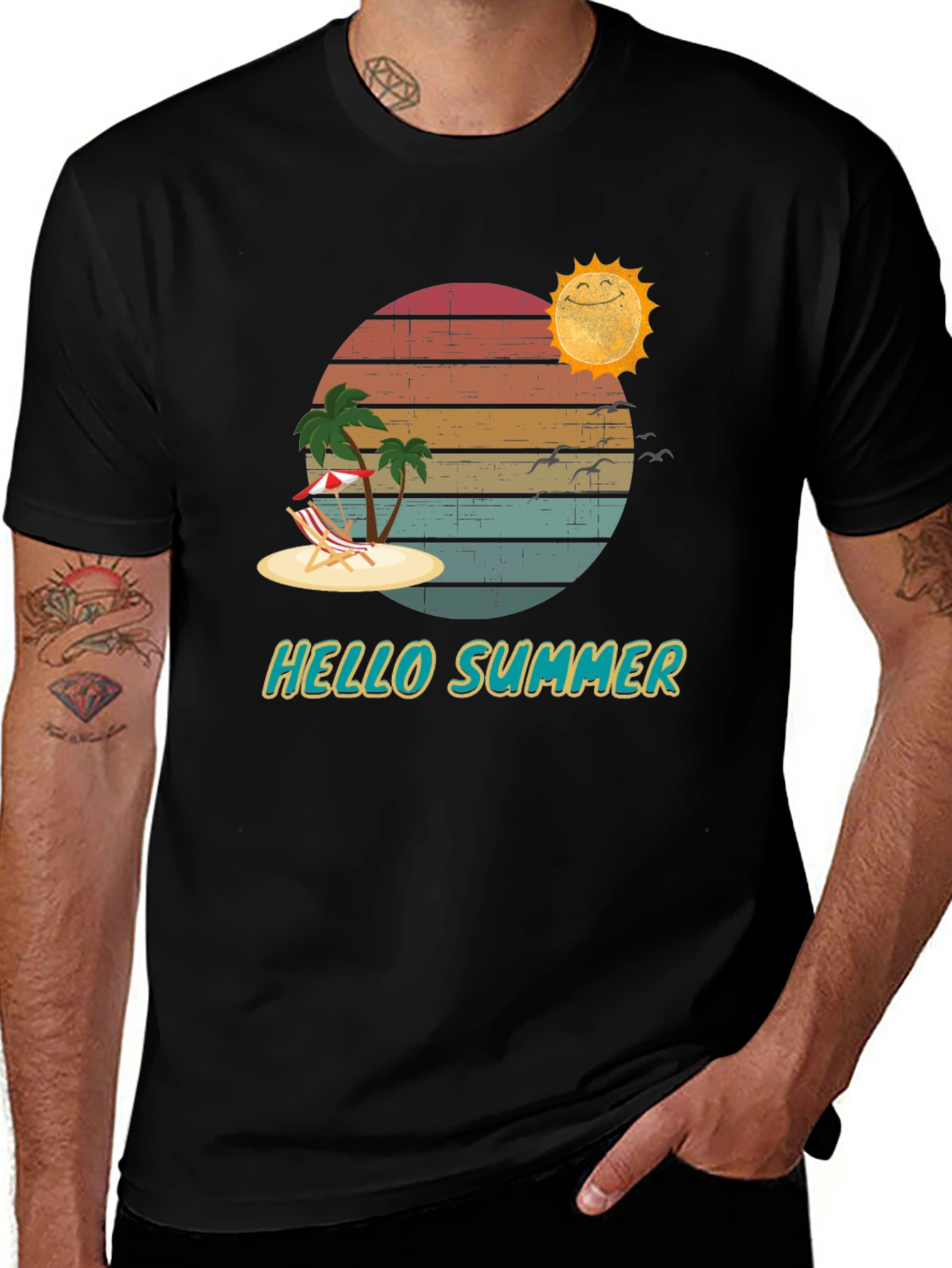 Variant 19 of Hello Summer Graphic T-Shirt Beach Vacation Tee