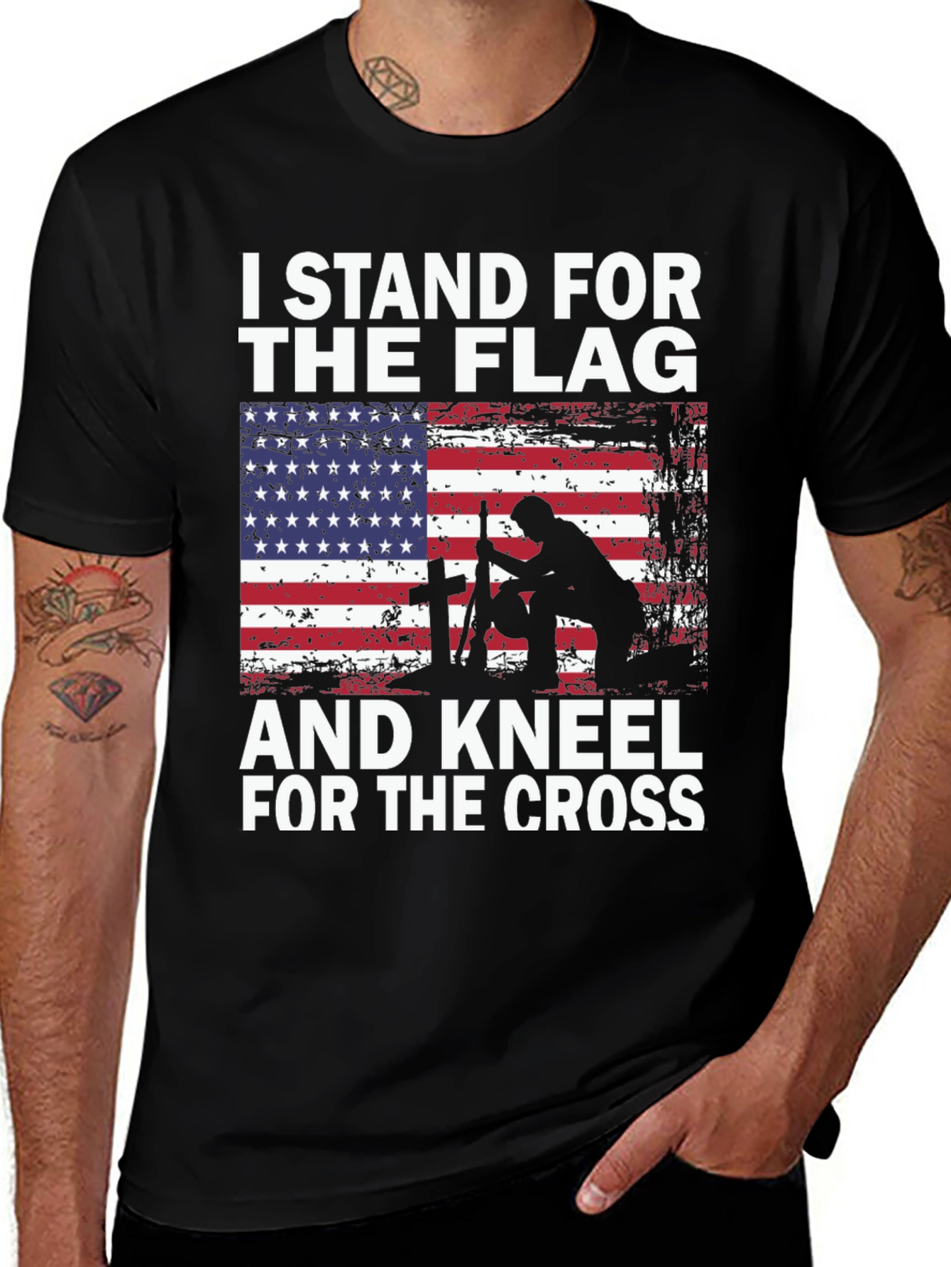 Variant 10 of I Stand for the Flag & Kneel for the Cross T-Shirt