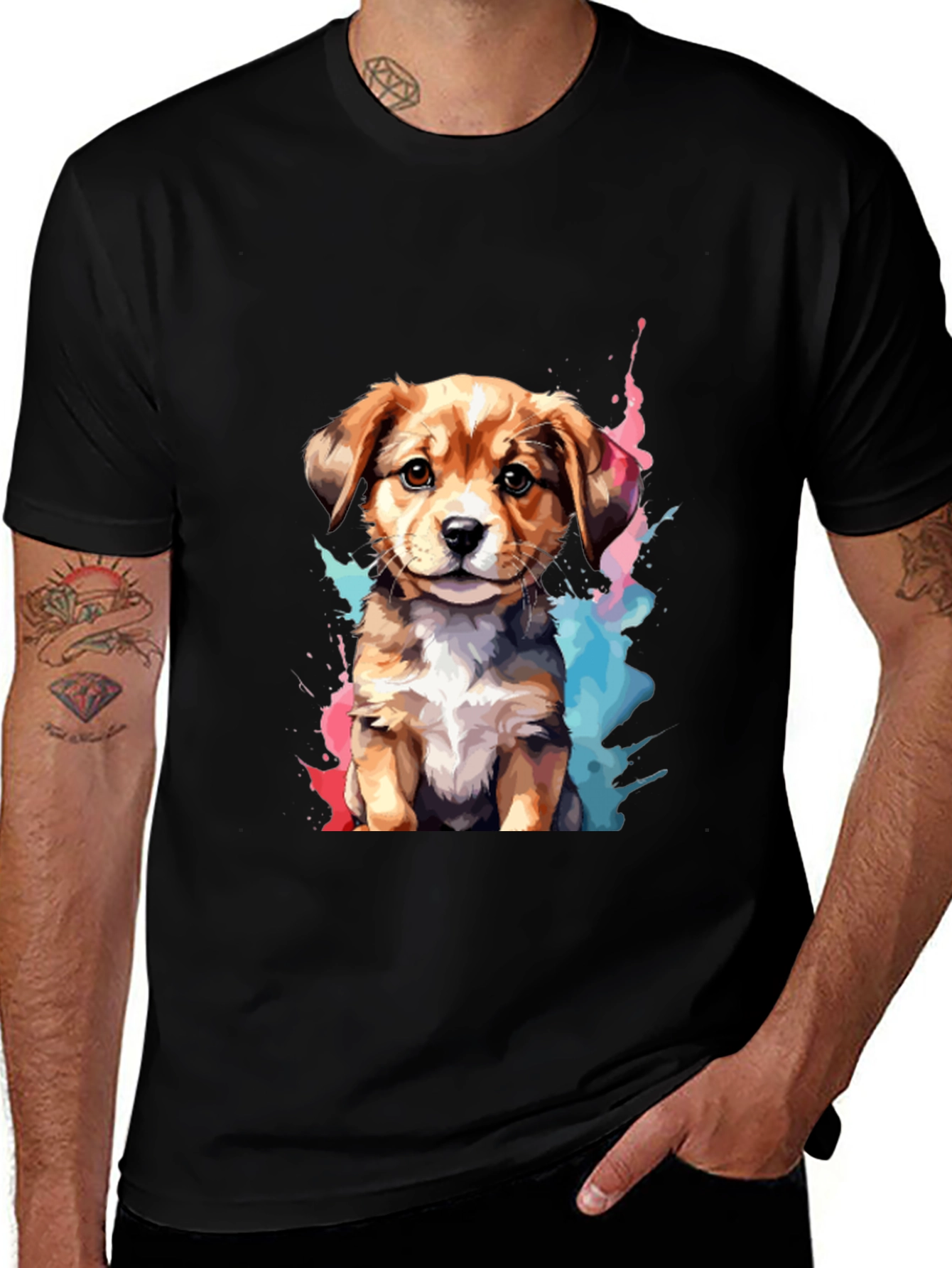 Variant 22 of Cute Puppy Watercolor Graphic T-Shirt