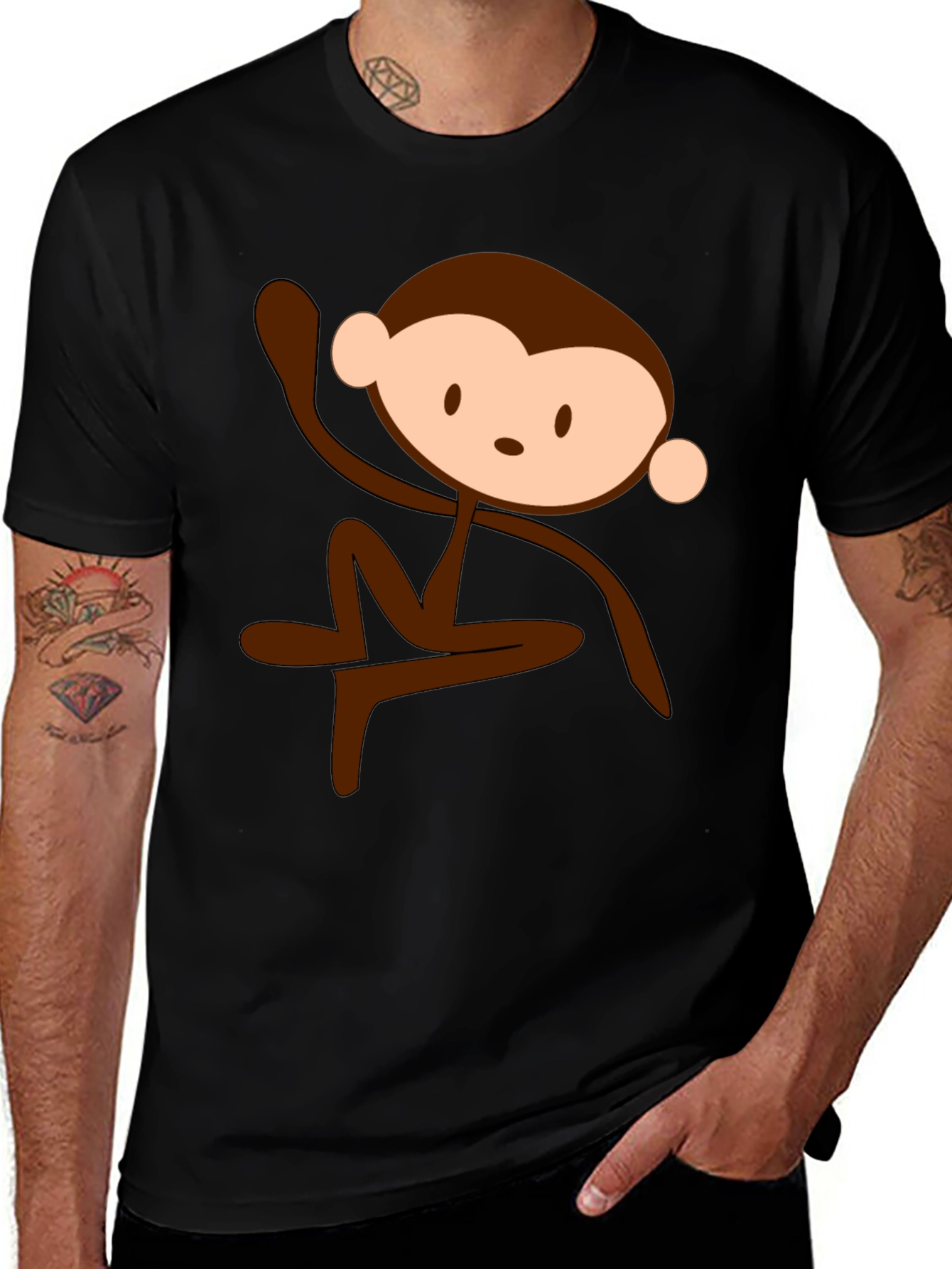 Variant 29 of Monkey Graphic Black T-Shirt - Fun Casual Wear