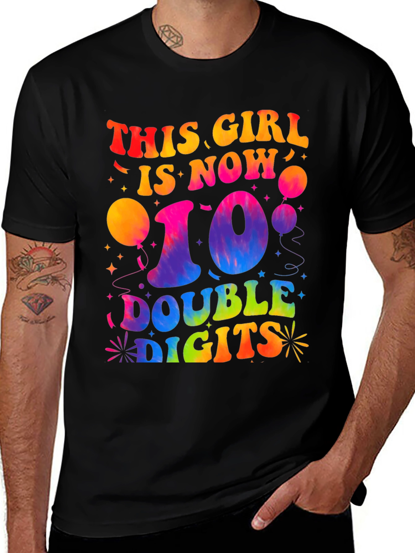 Variant 18 of This Girl is Now 10 Double Digits Rainbow T-Shirt