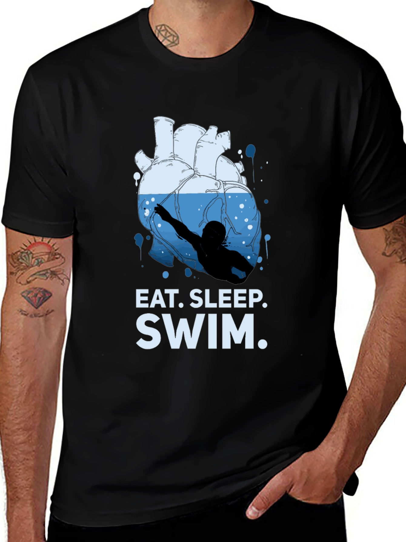Variant 21 of Eat Sleep Swim Heart Graphic T-Shirt