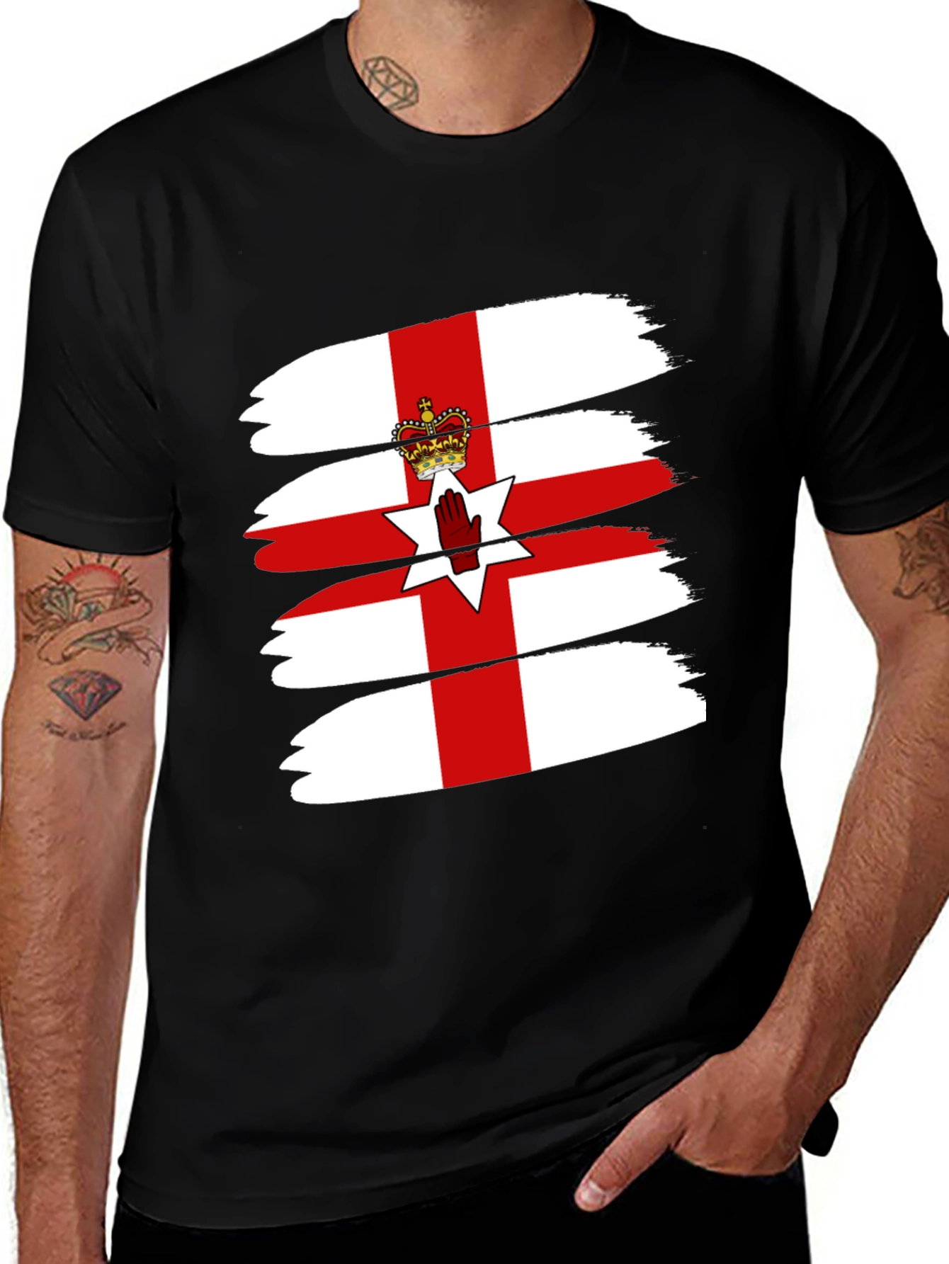 Northern Ireland Flag Brush Stroke Graphic T-Shirt