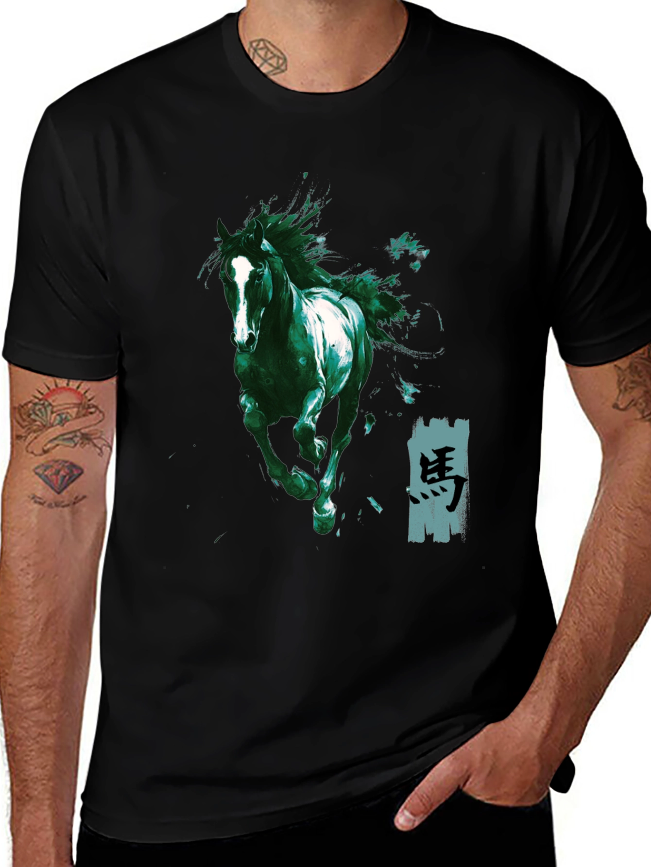 Variant 10 of Emerald Horse Graphic Tee - Stylish Men's Shirt
