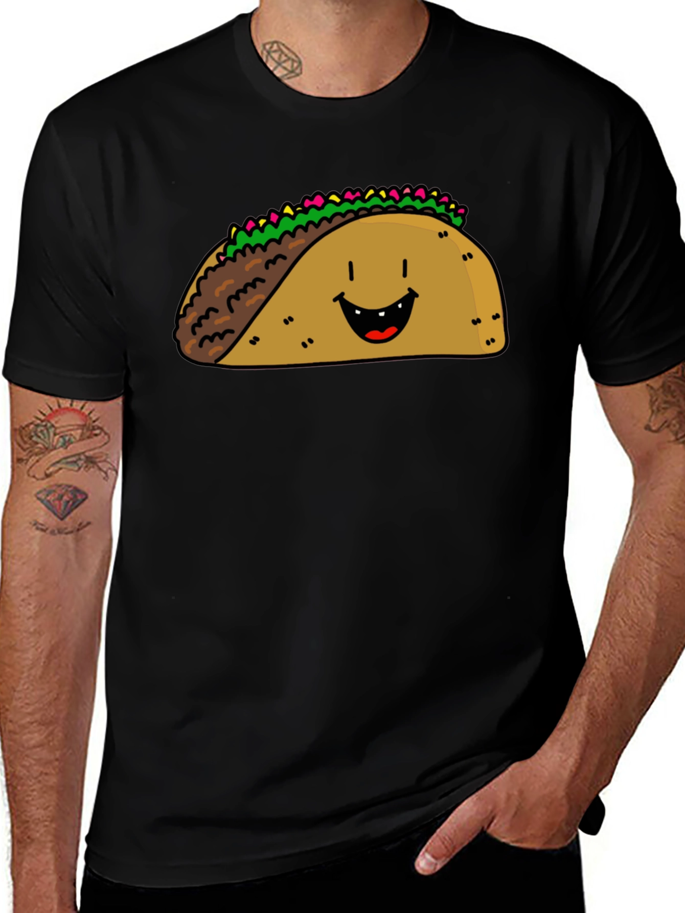 Variant 3 of Happy Taco Graphic Tee - Black Cotton Blend