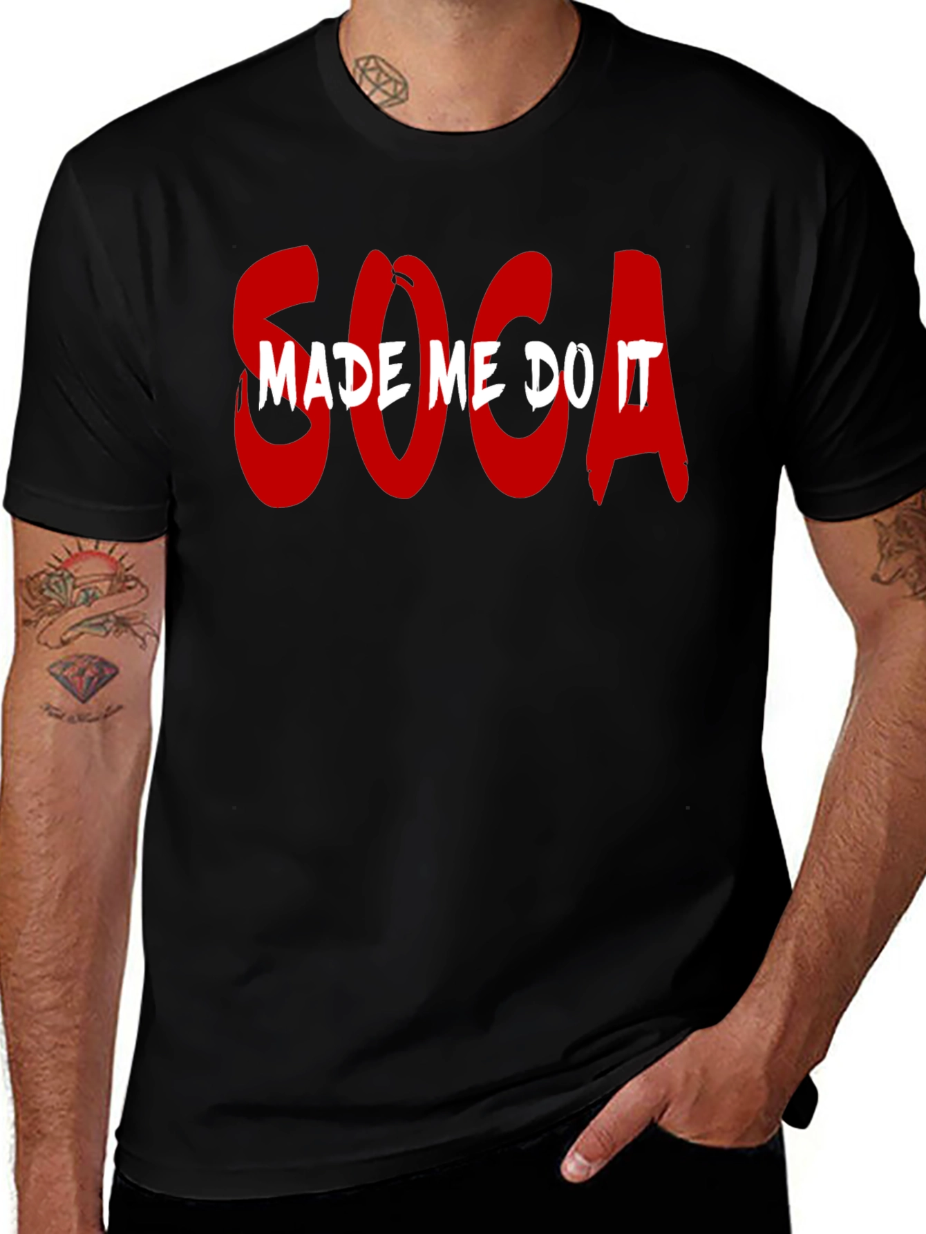 Variant 28 of Soca Made Me Do It Black Crew Neck T-Shirt