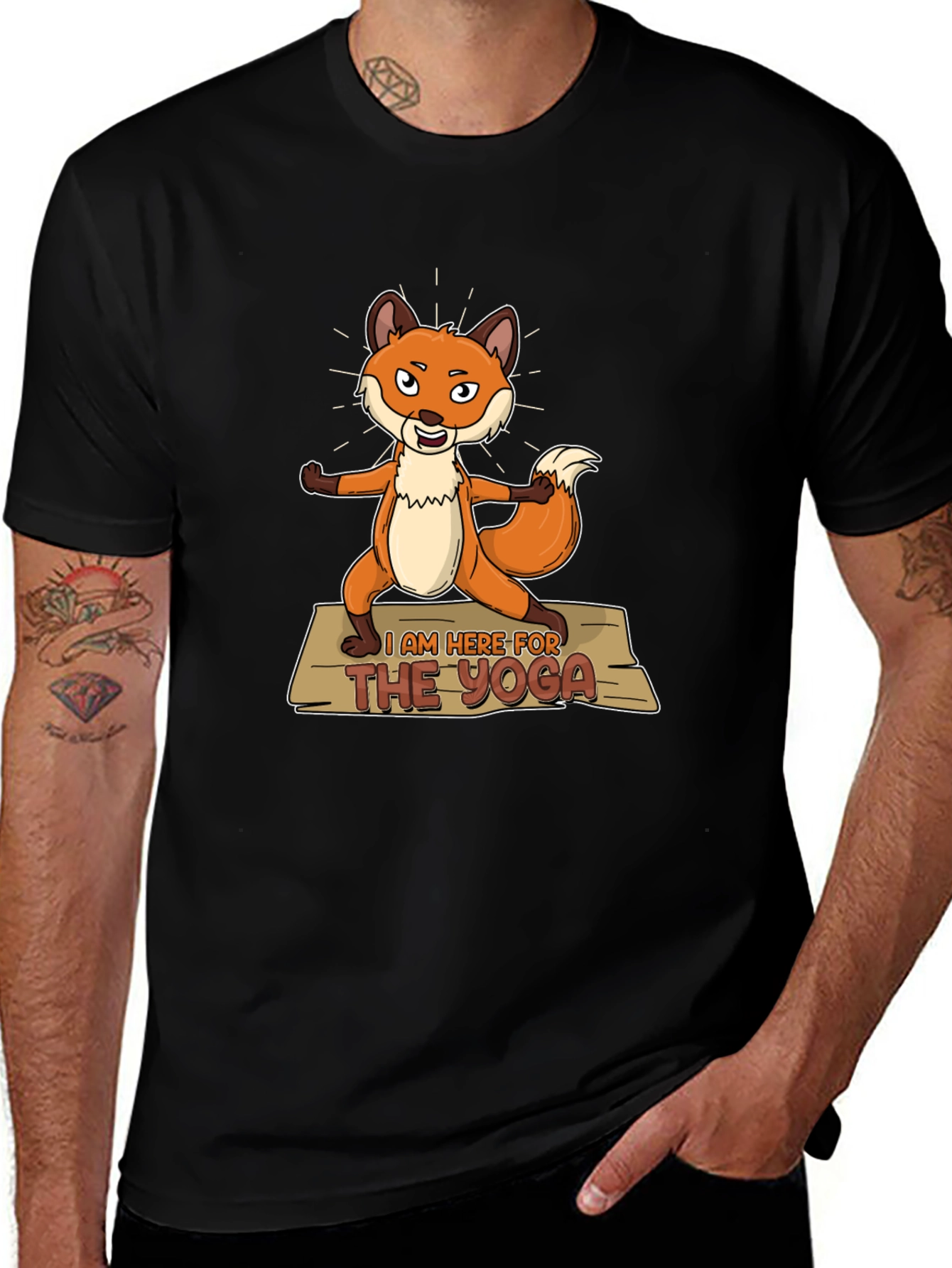 Variant 24 of Funny Yoga Fox T-Shirt - I'm Here for the Yoga Graphic Tee