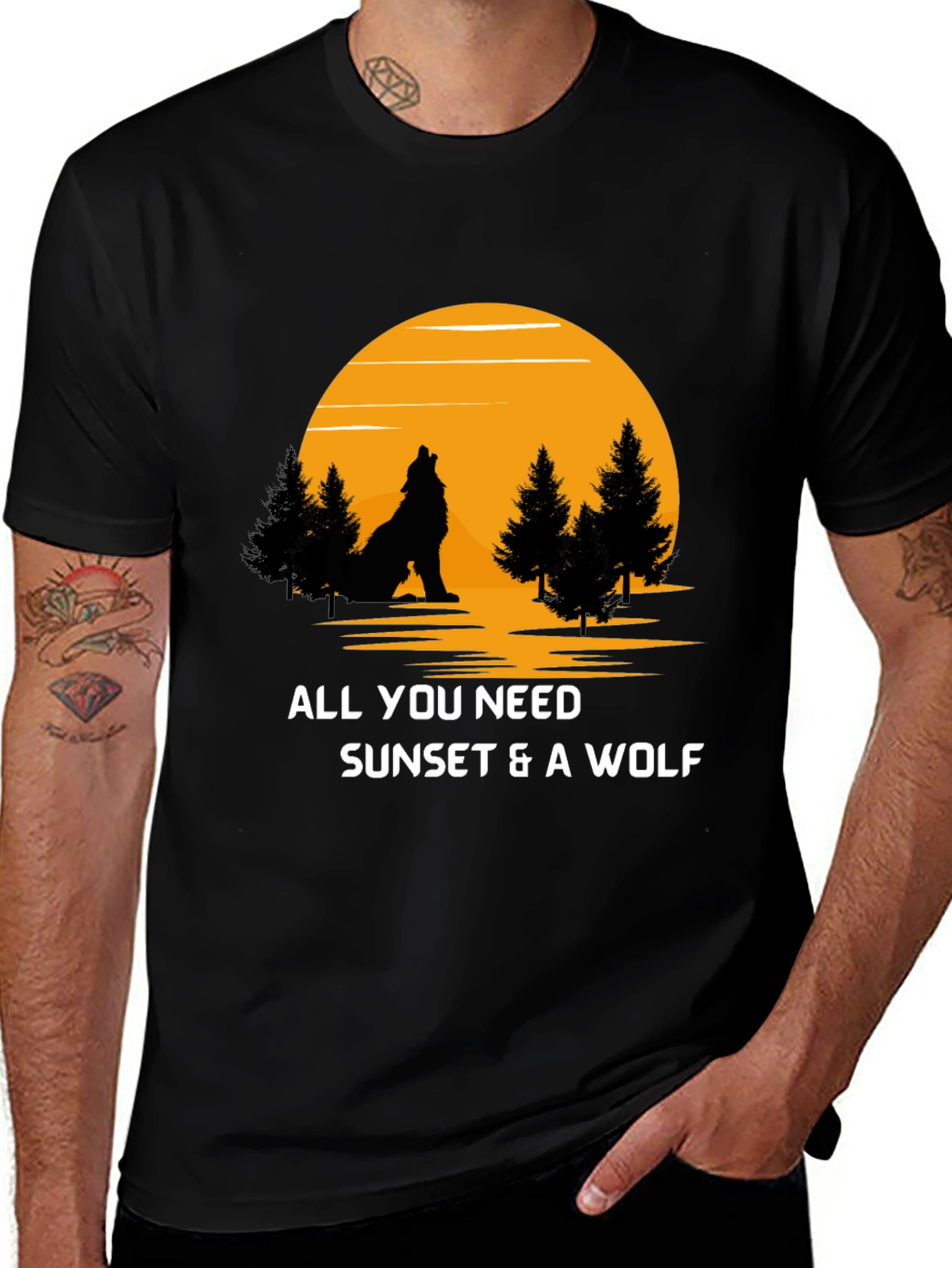 Variant 24 of Wolf Sunset Graphic Tee - Nature Lover's T-Shirt