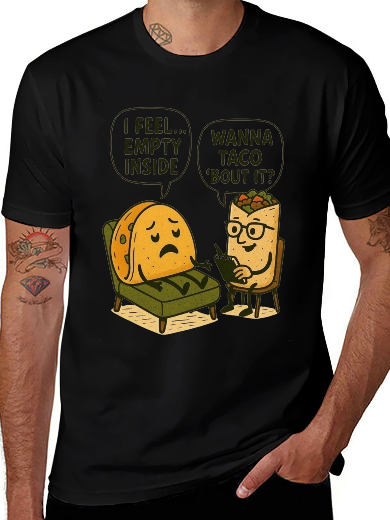 Variant 7 of Funny Taco Therapy T-Shirt - Empty Inside