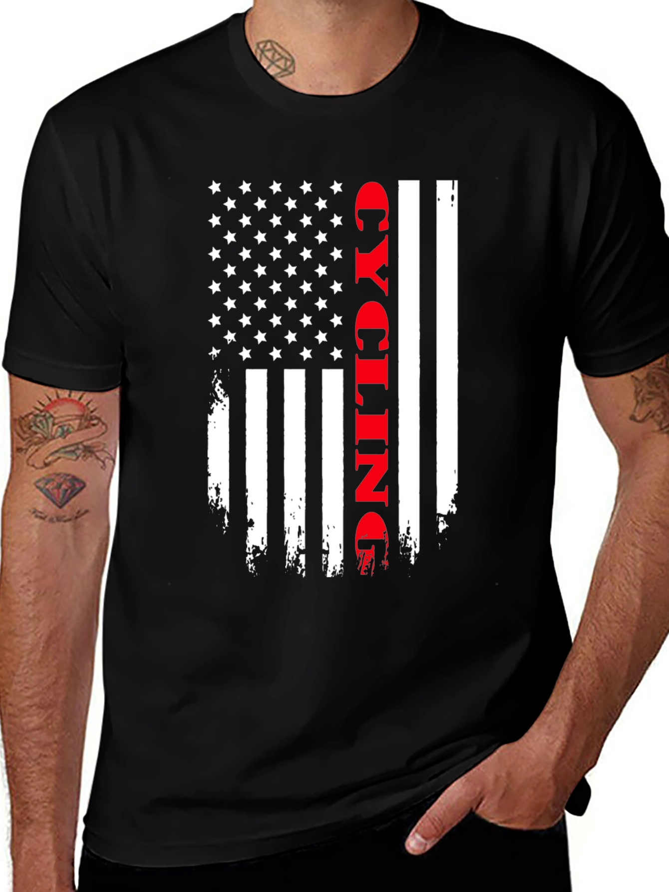 Variant 3 of Cycling American Flag Patriotic T-Shirt