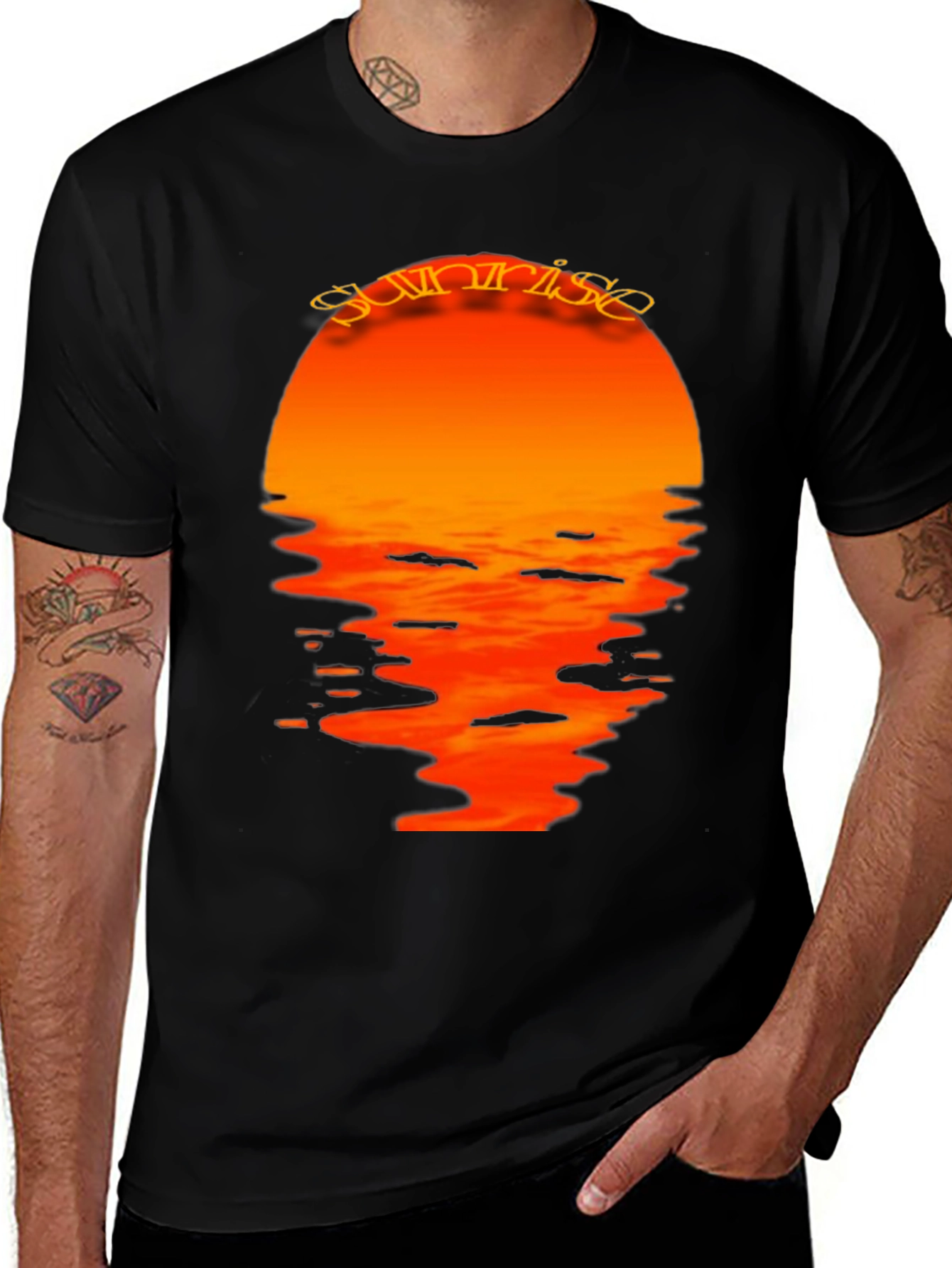 Variant 8 of Sunrise Graphic Print Black T-Shirt